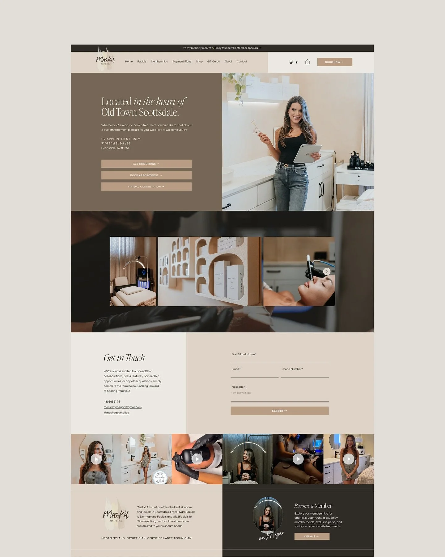 A peek into the website refresh for @maskdaesthetics! 🤎💆&zwj;♀️ Her new studio is absolutely a VIBE and we needed her online presence to align. Swipe for the before!

Phase 1 was all about modernizing the pages she currently has, adding an About pa