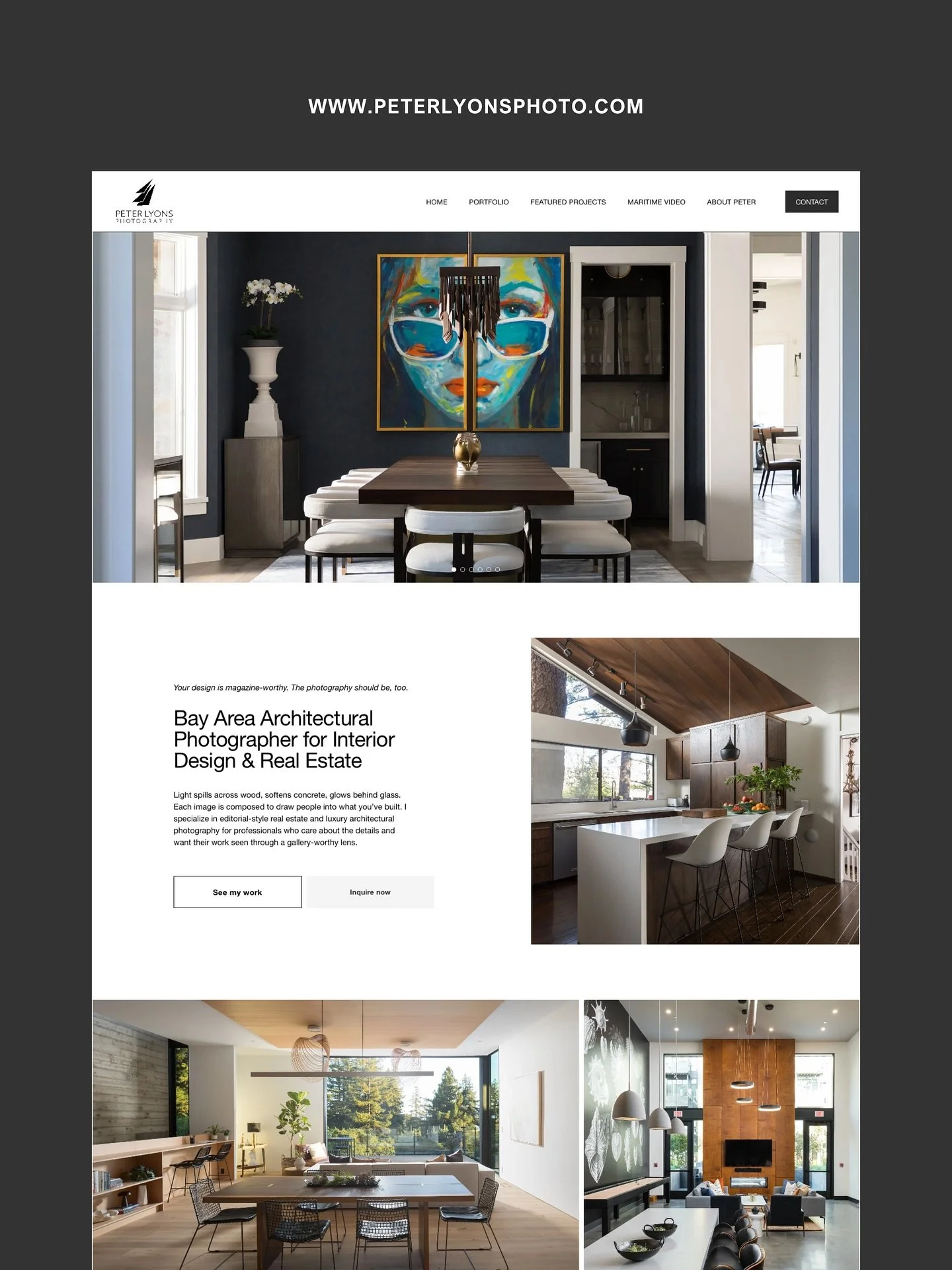 Check out the new website for @peterlyonsphoto, an architectural photographer serving the Bay Area&rsquo;s top designers, architects, builders, and real estate agents! 📷🎉

Peter came to me with a site on a legacy version of Squarespace, so we migra