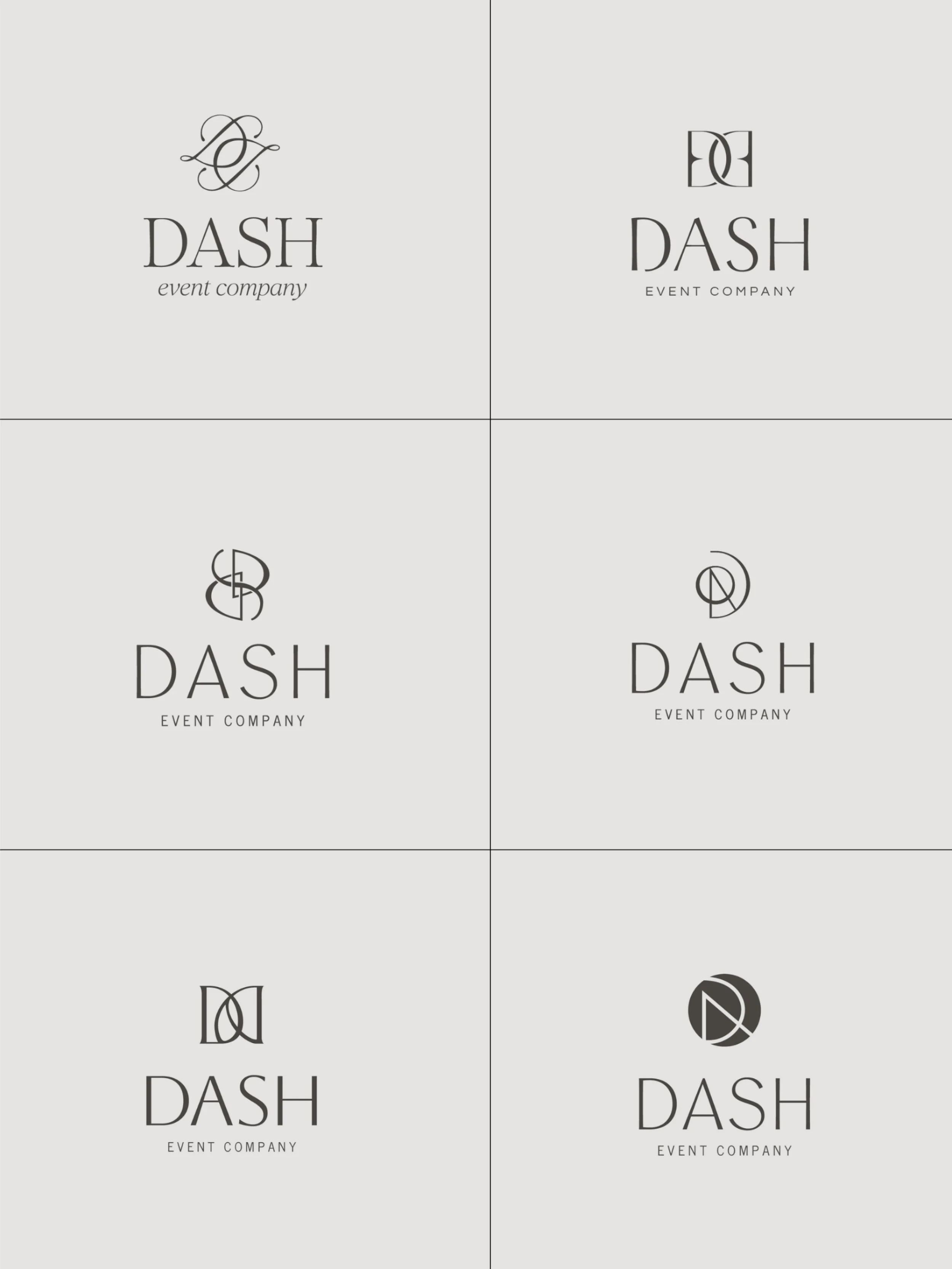 My last post featured the final branding for an Arizona event planning duo, but I wanted to share a little BTS of the unused concepts!

I started out by playing around with two interconnected D&rsquo;s (to represent the mother and daughter behind Das