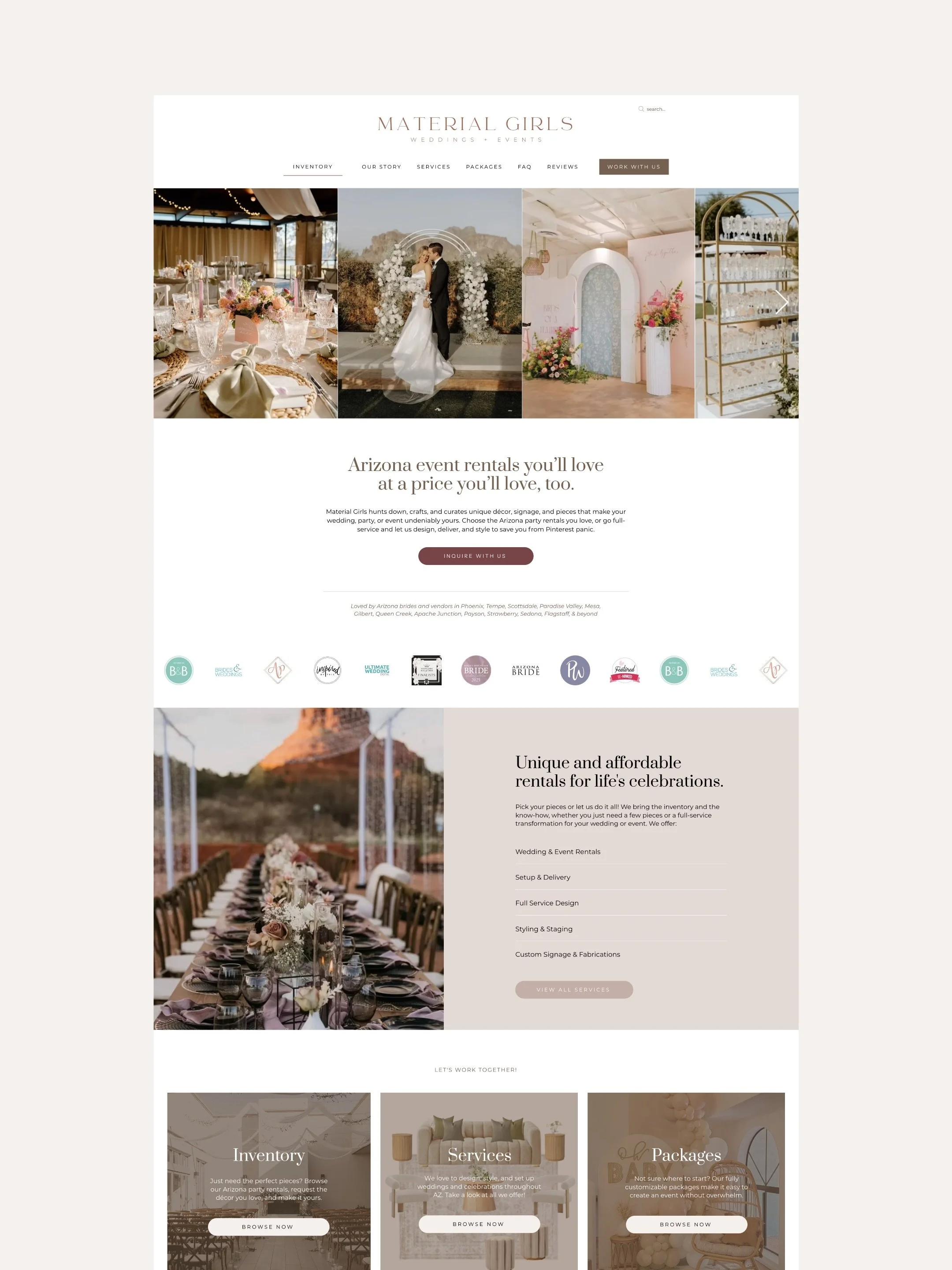 Gave the @materialgirlsweddings website a little refresh from when we first built the site back in 2021! They were one of my very first clients and we still work together today 🫶

We refreshed the homepage copy, photos, and went a bit more modern wi