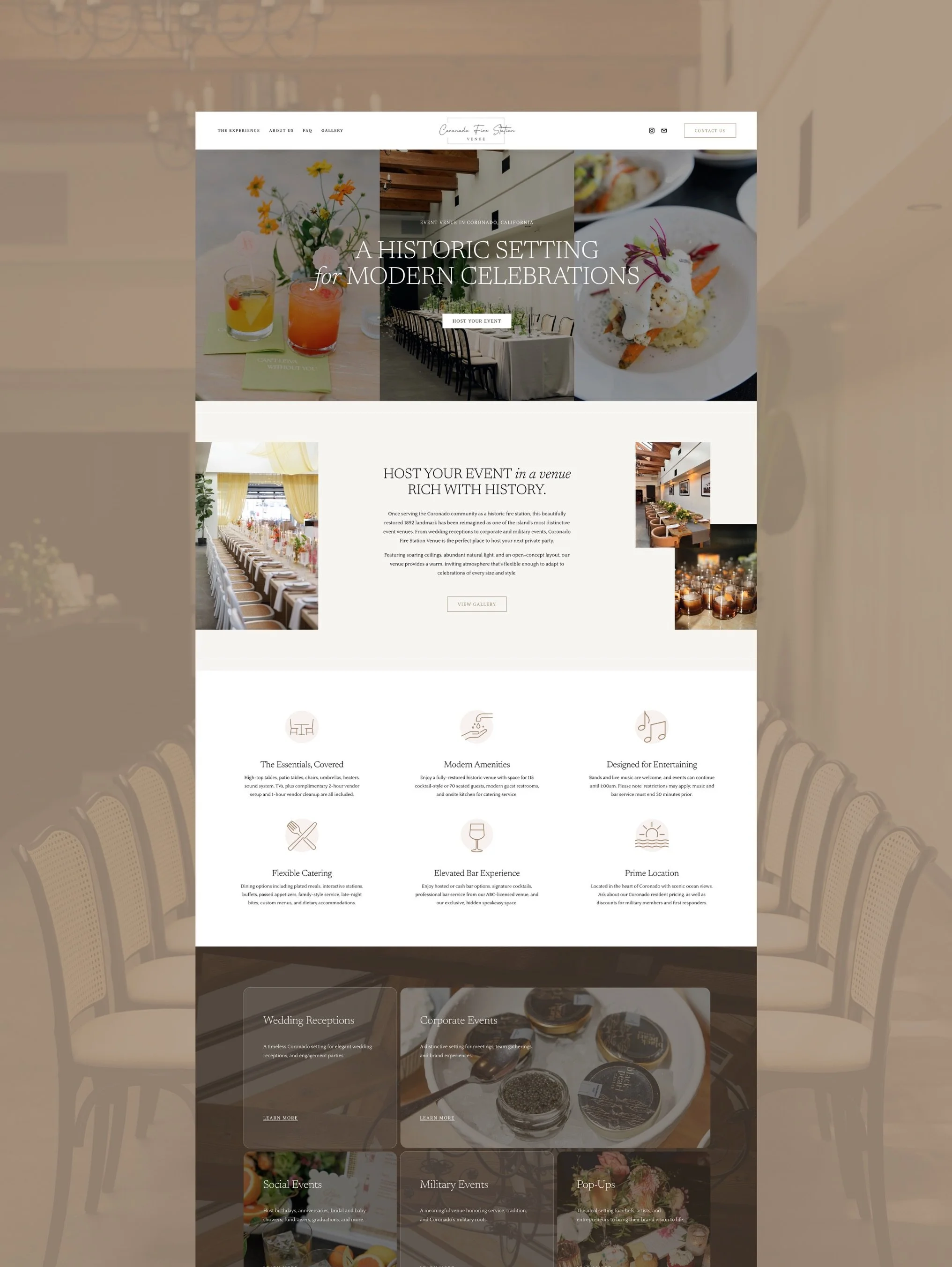 I absolutely loved redesigning the website for @coronadofirestation 💛🍽️ 🥂 There is so much beauty and history in this venue!

After evaluating the current site, we decided to move it away from a platform that had very limited design capabilities (