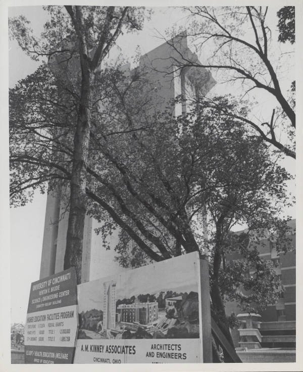 Newly built Crosley Tower with construction sign