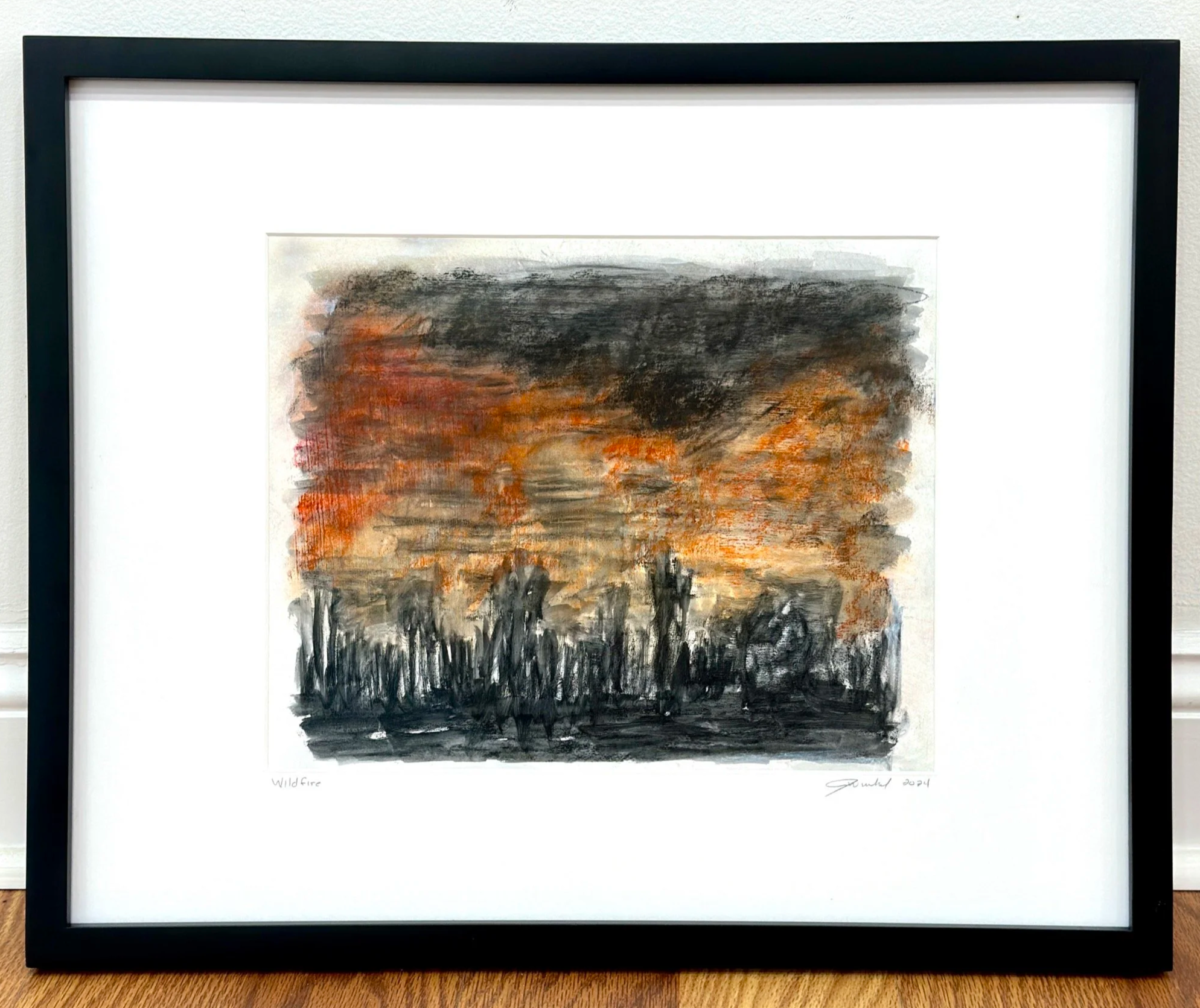 Justin Winkel, Wildfire, Pastels on paper, 16 x 20in