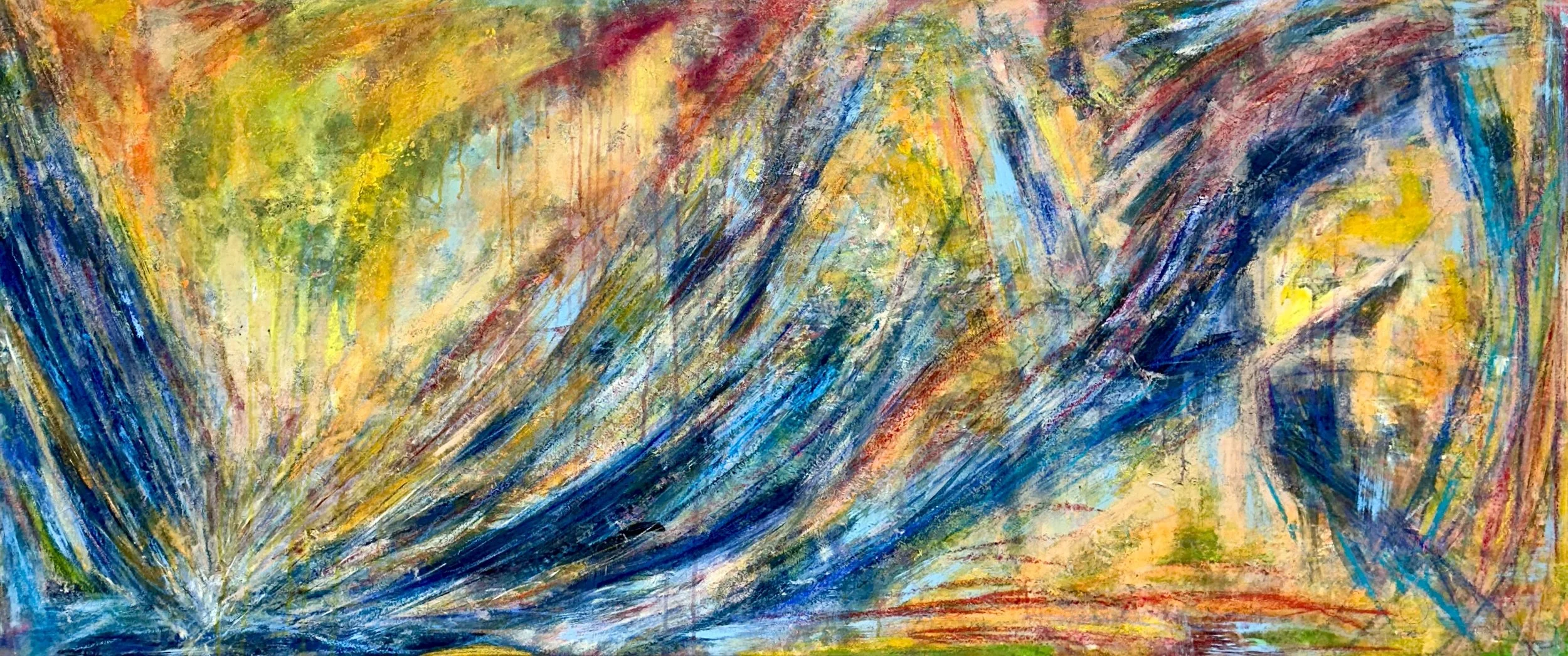 Justin Winkel, Impact at Sea, Mixed media on canvas, 30 x 70in
