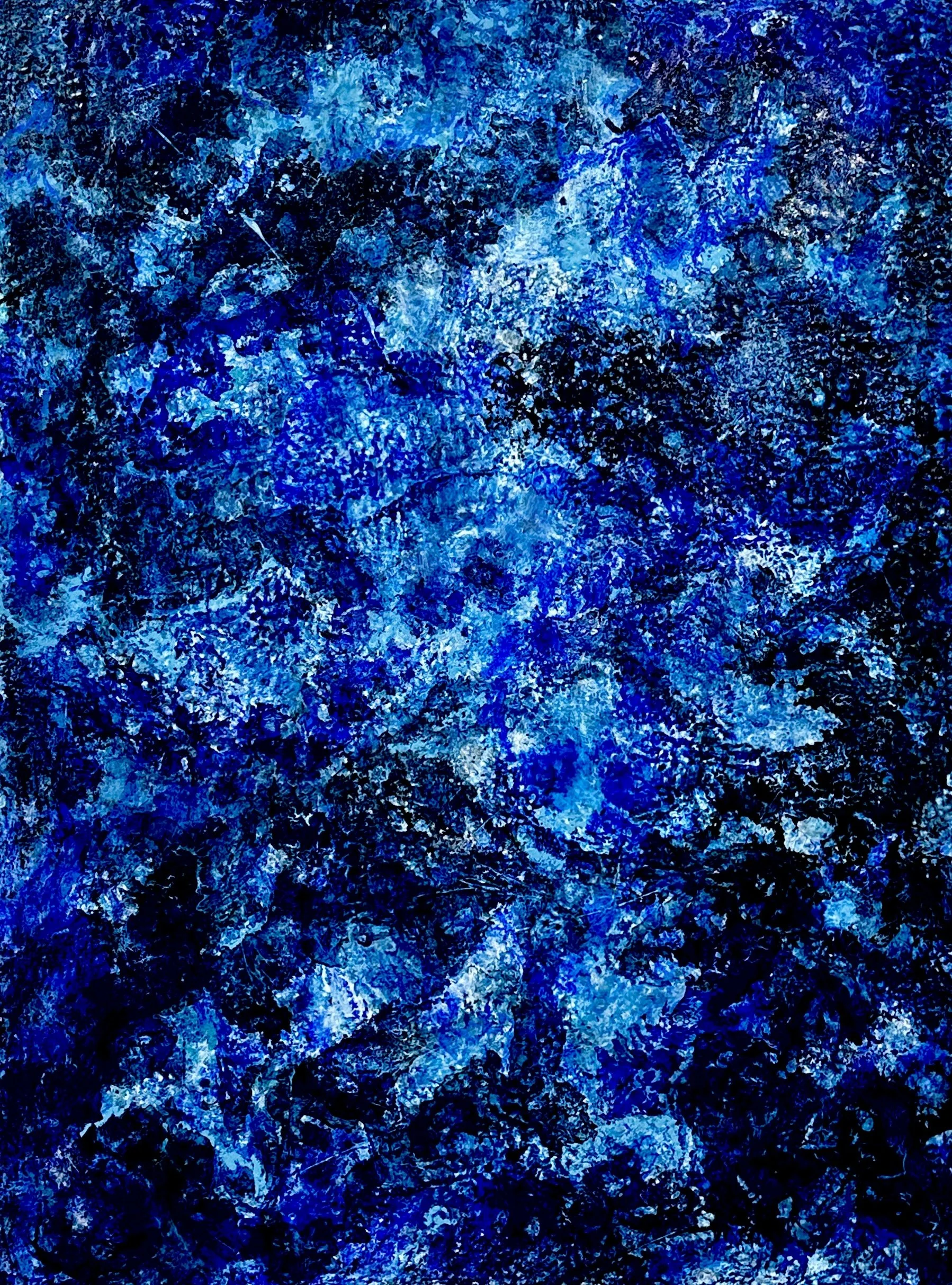 Justin Winkel, Glaciers, Encaustic and ink on wood panel, 36 x 48in