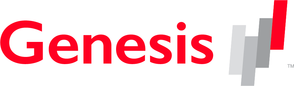Genesys logo with red text and a stylized graphic