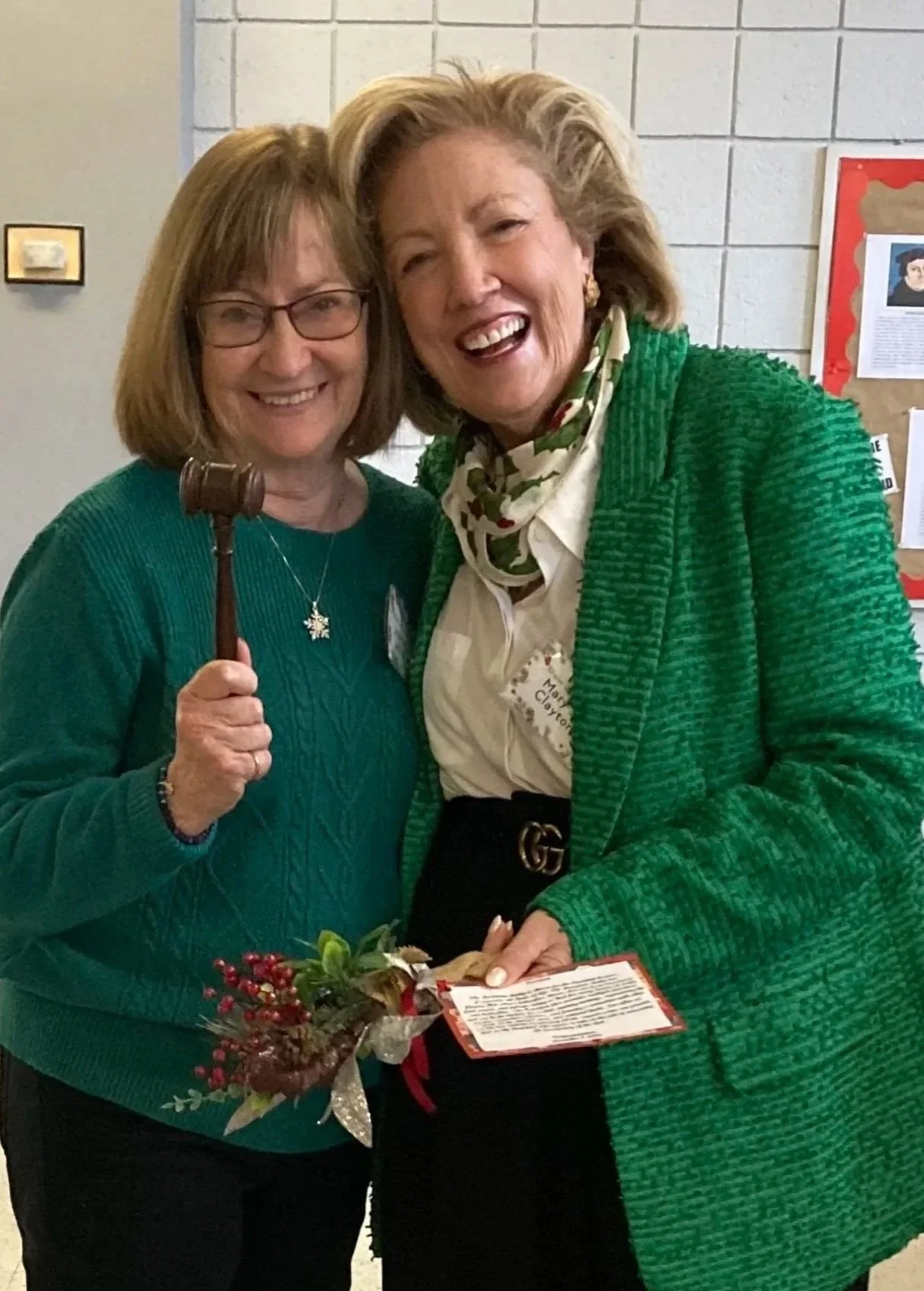 Joanne Laverty (L) with incoming President, Mary Jo Clayton (R)