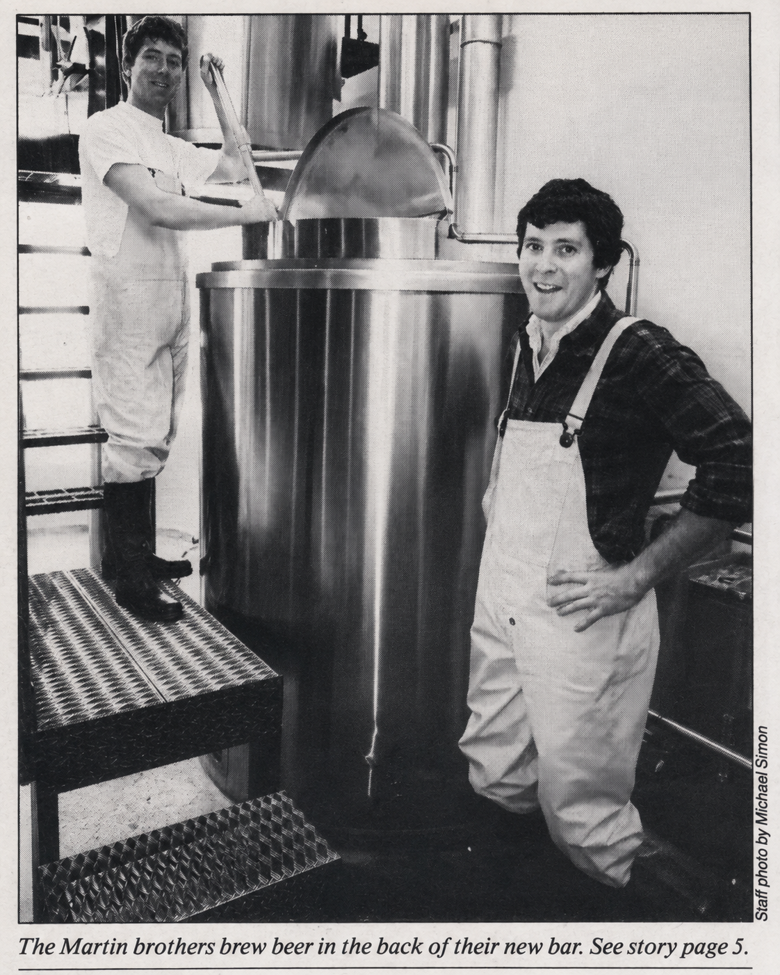 Reid &amp; John in the brewery circa 1988