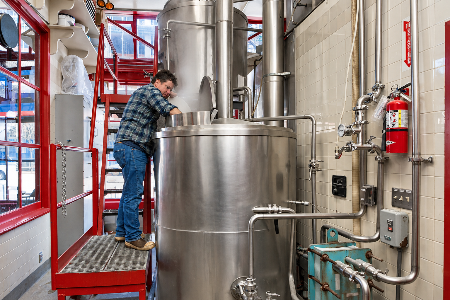 Jeff Kimpe Brewmaster for the last 12 years checking the brew