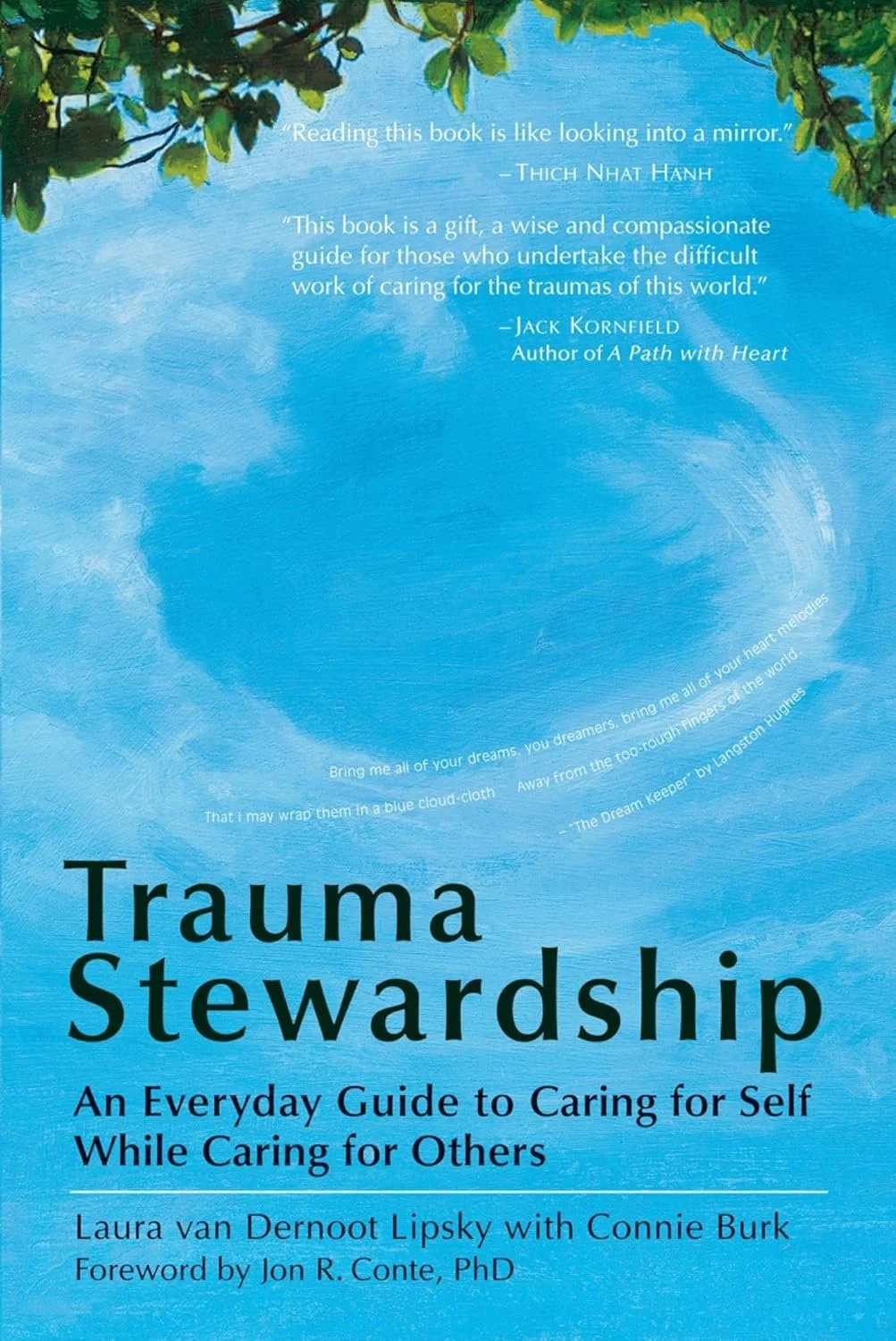 Trauma Stewardship book cover by Laura van Dernoot Lipsky. Recommended therapy-adjacent read for online therapy clients in Jackson, MI, focusing on trauma awareness and mental health.