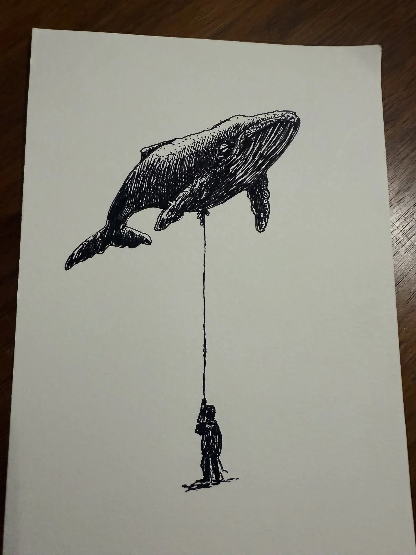 Day 9 of @inktober &ldquo;Heavy&rdquo; gel pen on small watercolor paper. #penandinkart #inktober #whale #conceptualart #balloon #heavy #watercolorpaper #cleveland #ohio #clevelandartist #ink #inked