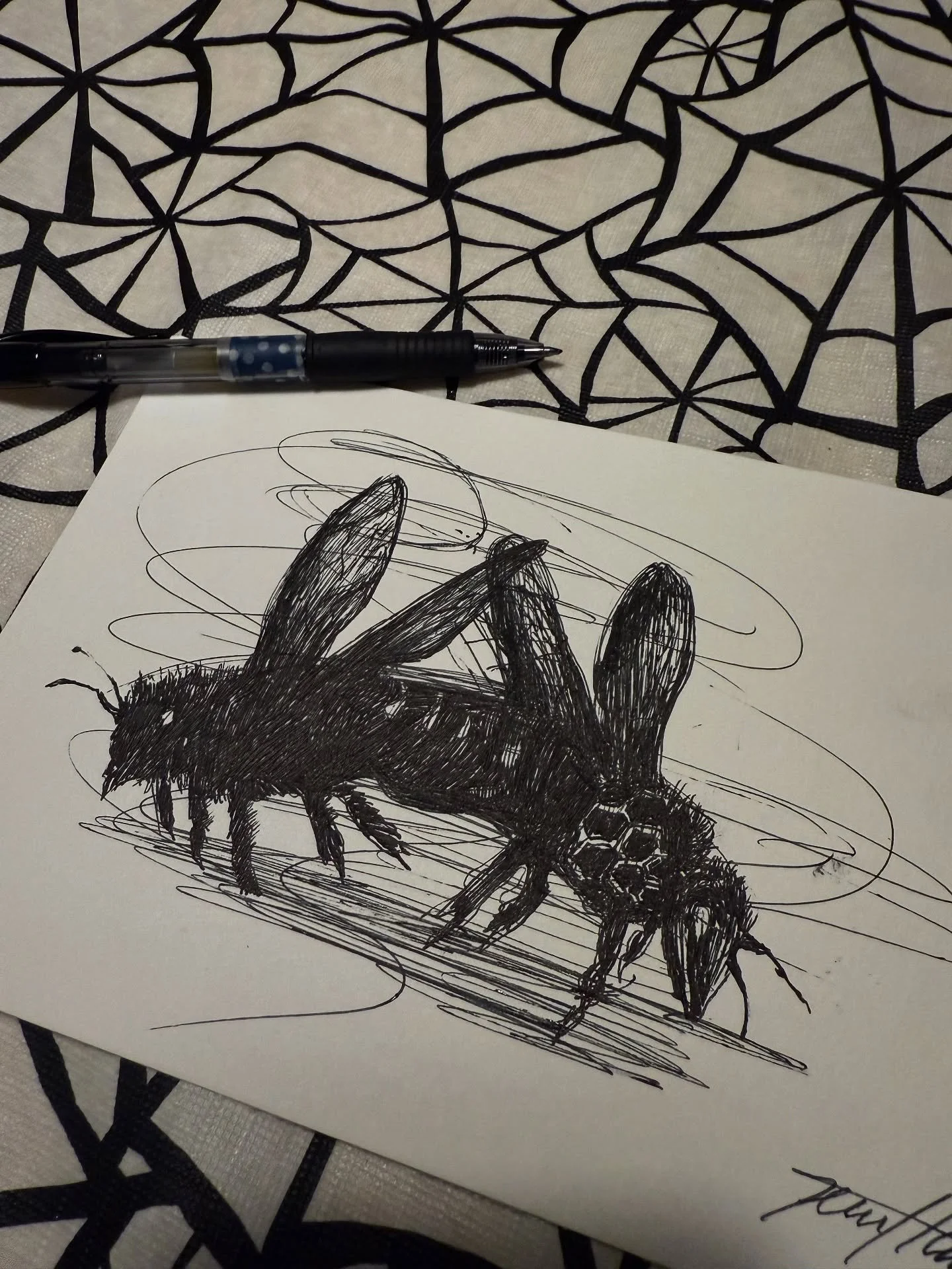 @inktober &ldquo;sting&rdquo; gel pen on small watercolor paper.  #inktoberprompts #sting #inktober #ink #penandinkart #artist #art #artists #artists #beeart #penandinkdrawing #sketching #sketchbook #sketches #sketchartgallery #sketchoninstagram #ske