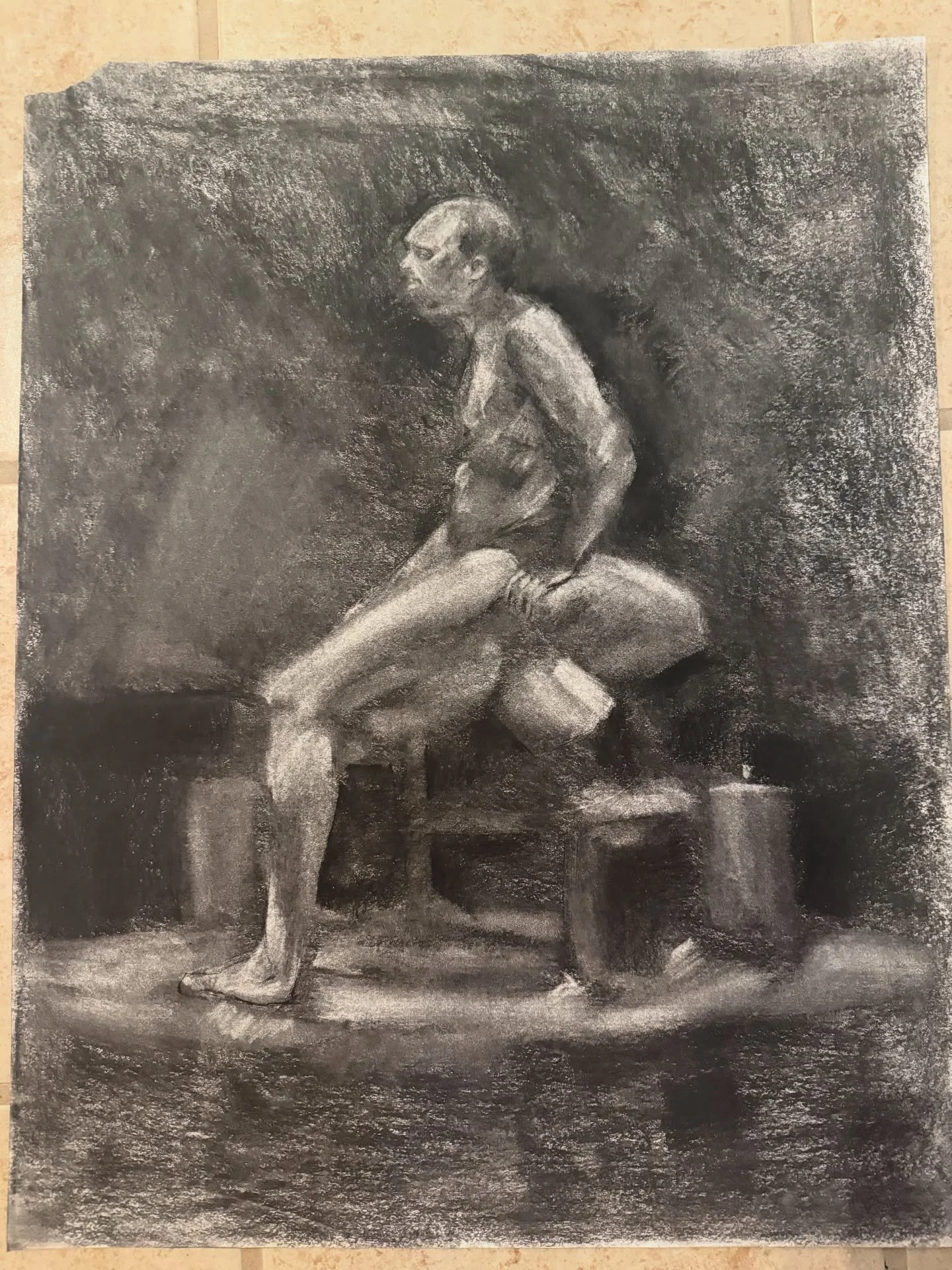 As I am finishing up my website, I am starting to add some college work. This was a figure drawing done in charcoal, it&rsquo;s 18x24&rdquo; I always loved figure drawing and using conte or charcoal and doing chiaroscuro with dramatic lighting extrem