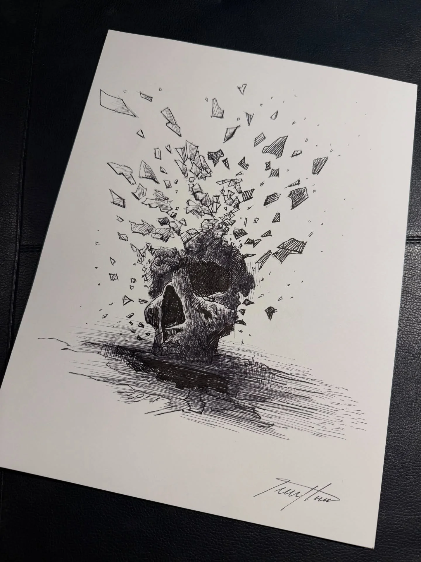 &ldquo;Shattered Remains&rdquo; pen and ink on paper #penandinkdrawing #artist #pendrawings #shatter #expressionist