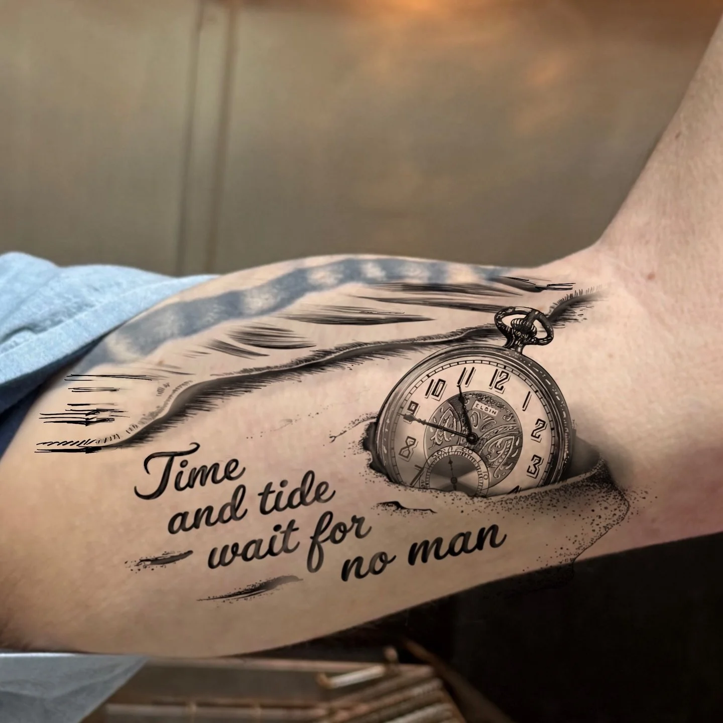 I did a tattoo design for a friend , a design with a pocket watch that he inherited from his passed father that he cherishes. #tattoo #tattooed #tattooartwork #tattooartists #pocketwatchtattoo #time #timewaitsfornoman