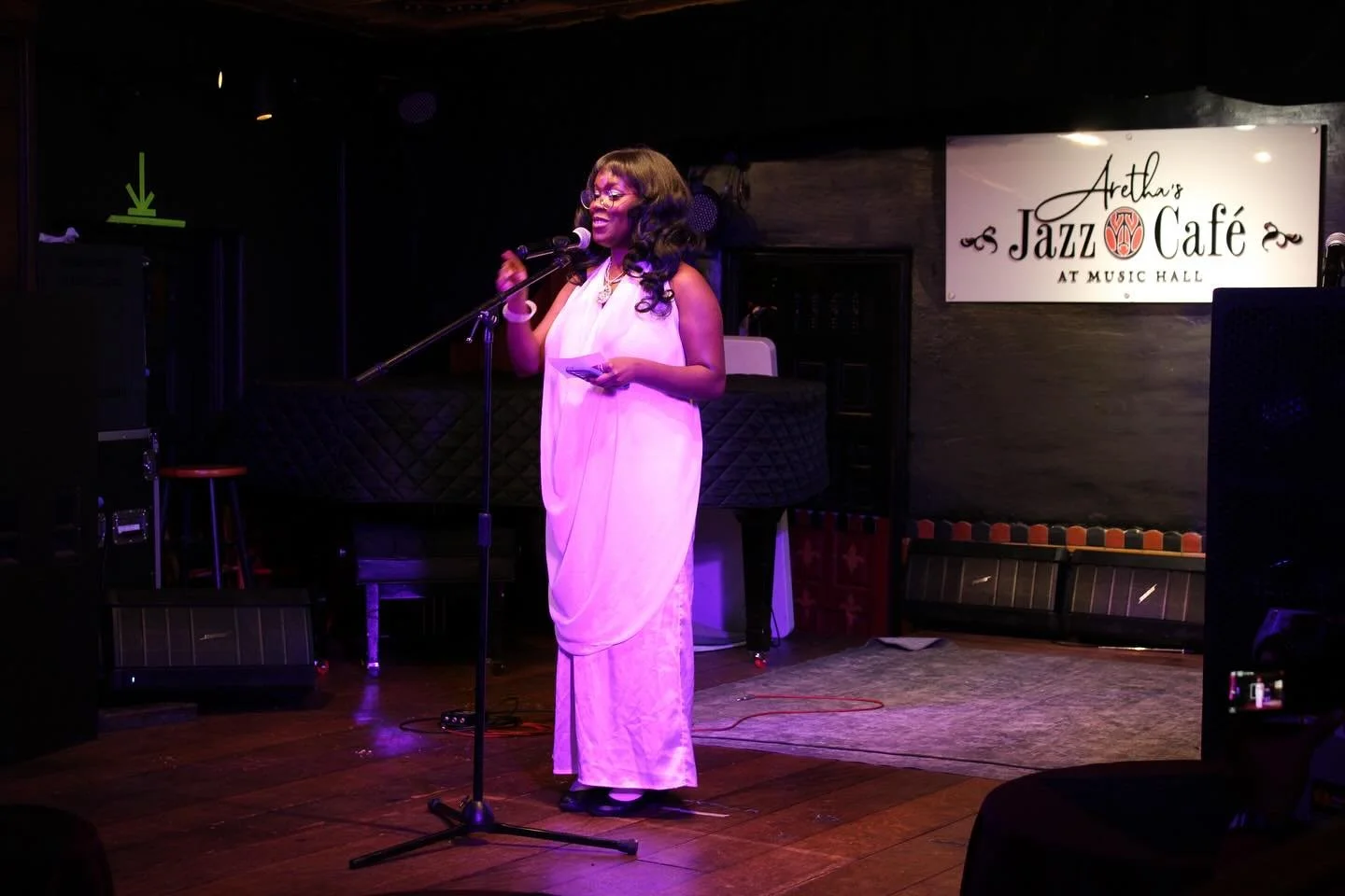 Here are some pictures we got of the fourth installment of Real Poems Reading People! We had Alise Alousi and Cat Batsios read alongside four luminous, emerging poets: Fakir-Adrian, Lana Elzein, Grey Snyder, and Devin Lewis Green.

The night was full