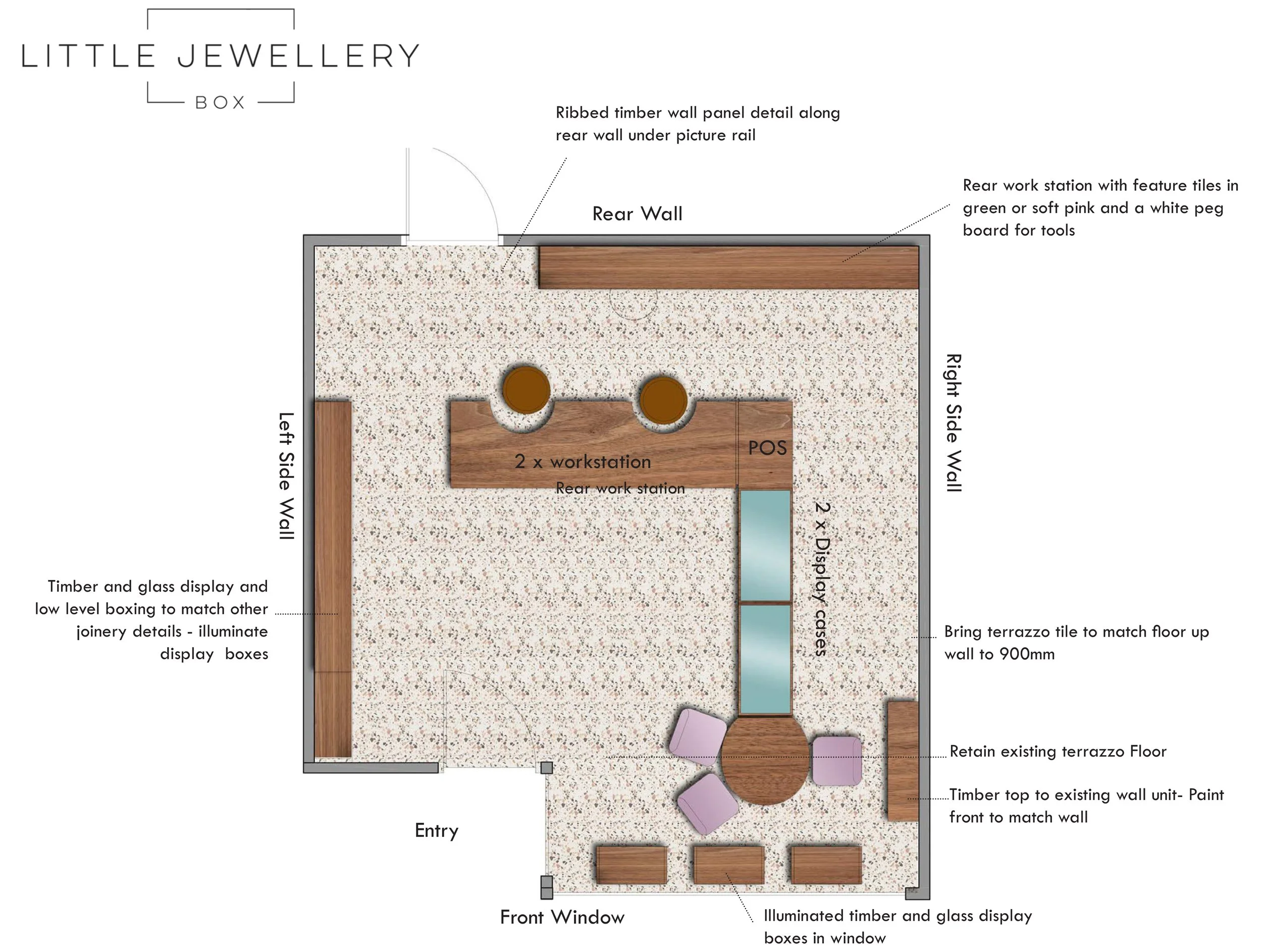 plan for a retail jewellery store bespoke interior design