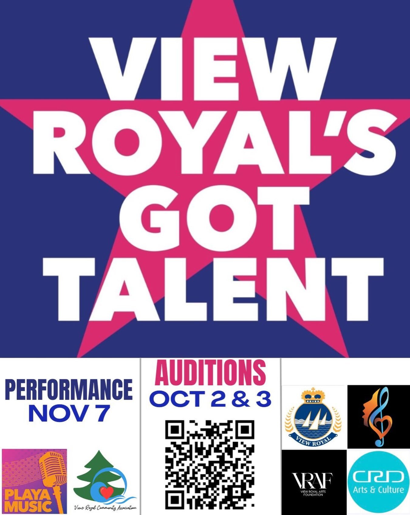 We are excited to announce that our 2026 audition form is live! Scan the QR code on the poster or head to the link in bio @viewroyalsgottalent . We can&rsquo;t wait to see you there! Drop a comment if you have any questions about the process. #commun
