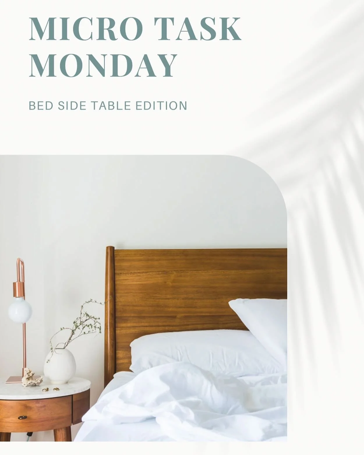 🌙 Evening Micro Task: Clear Your Bedside Table! 🌙

Tonight, let&rsquo;s wind down by refreshing our bedside space. Take a couple of minutes to clear any clutter&mdash;maybe a few stray receipts, an empty water glass, or a stack of books. Keep only 