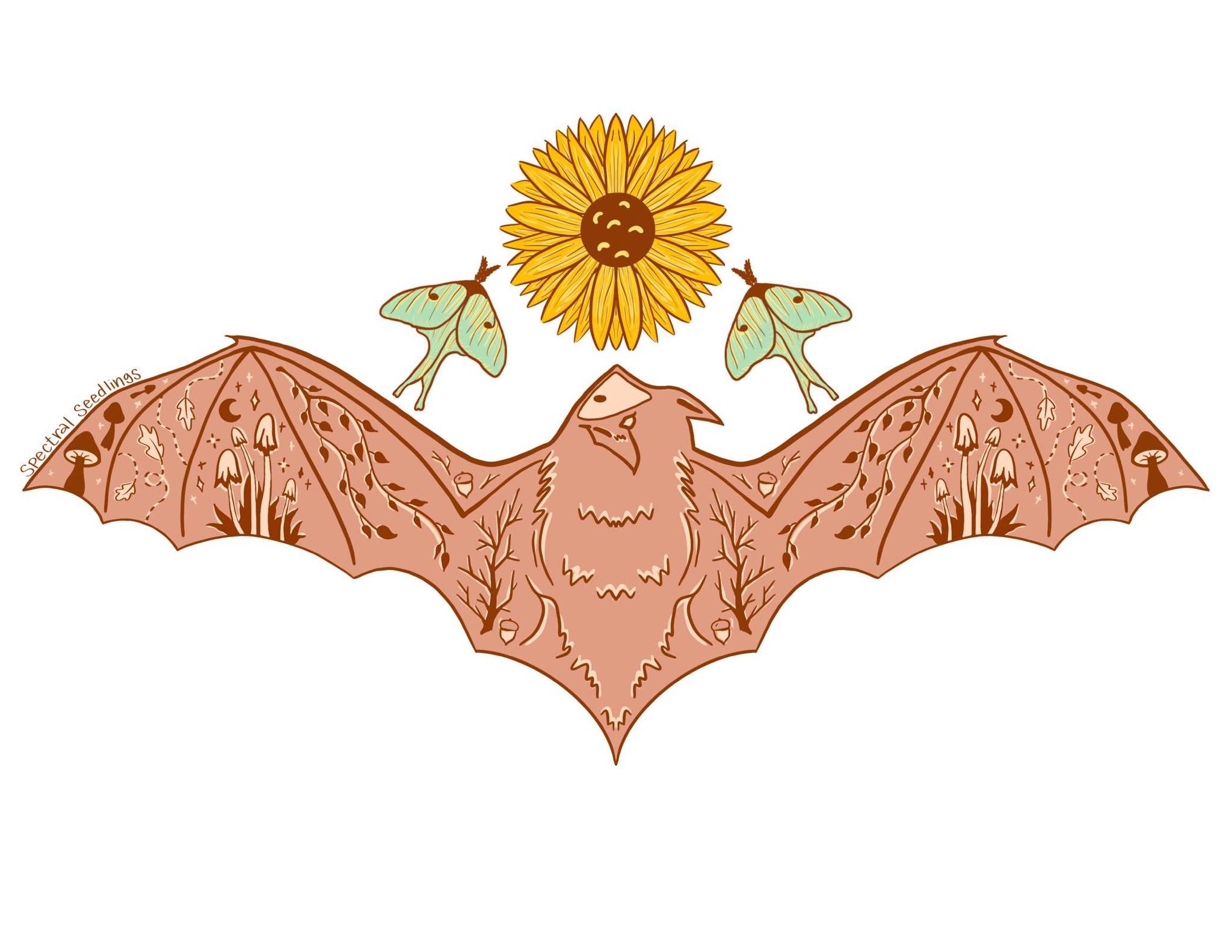 Sunflower Bat Sticker