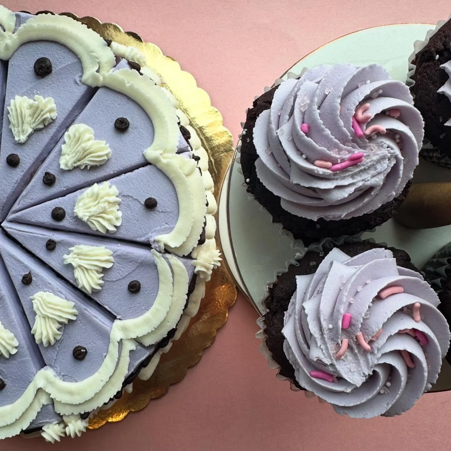 This week's special: chocolate lavender cake! Enjoy it by the slice, as a gluten-free cupcake, or a convenient 6&rdquo; round to-go cake.
