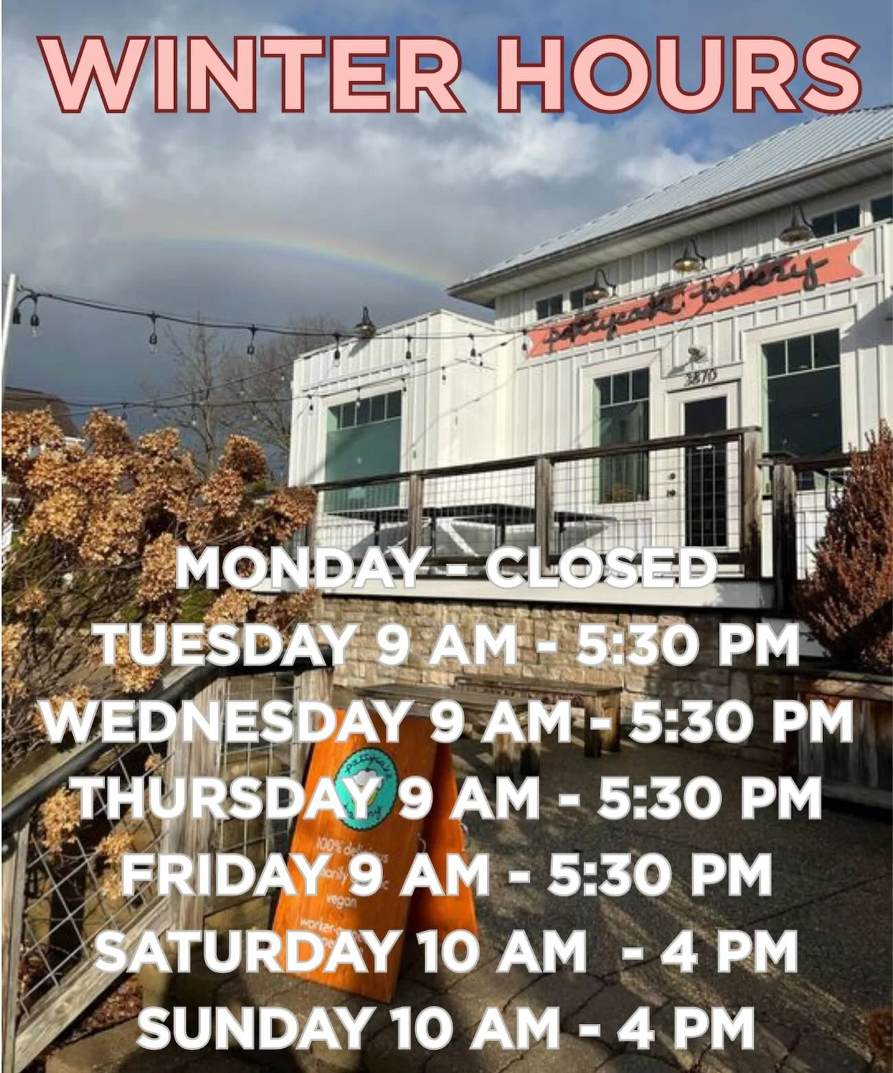 We will be open on Tuesdays in December. Come see us tomorrow!