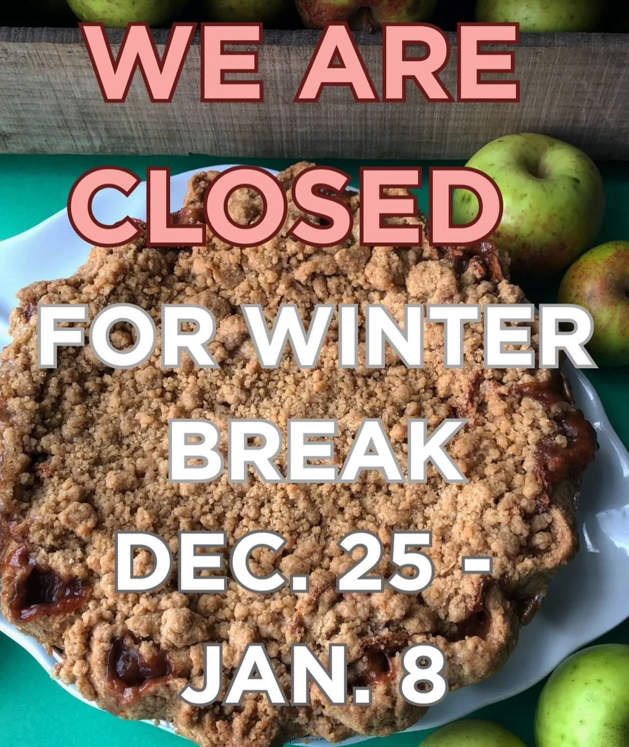 We are closed for winter break. We will reopen on Friday, Jan. 9, 2026. See you in the new year!