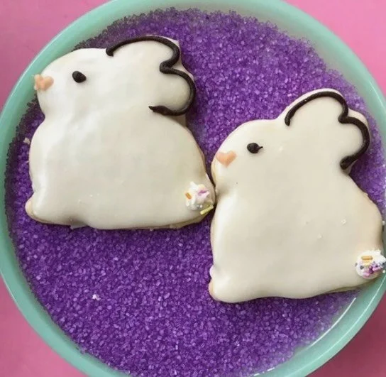 Happy Spring! Bunny cut-out cookies are back!!!! Swing by for one today.