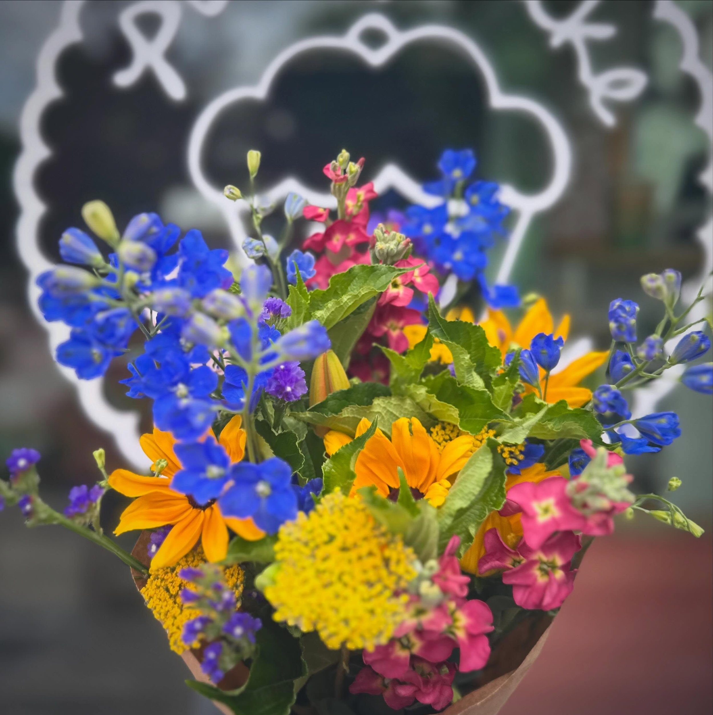 We have locally grown @sunnymeadowsflowerfarm bouquets back in stock for $24.50 and they are gorgeous!