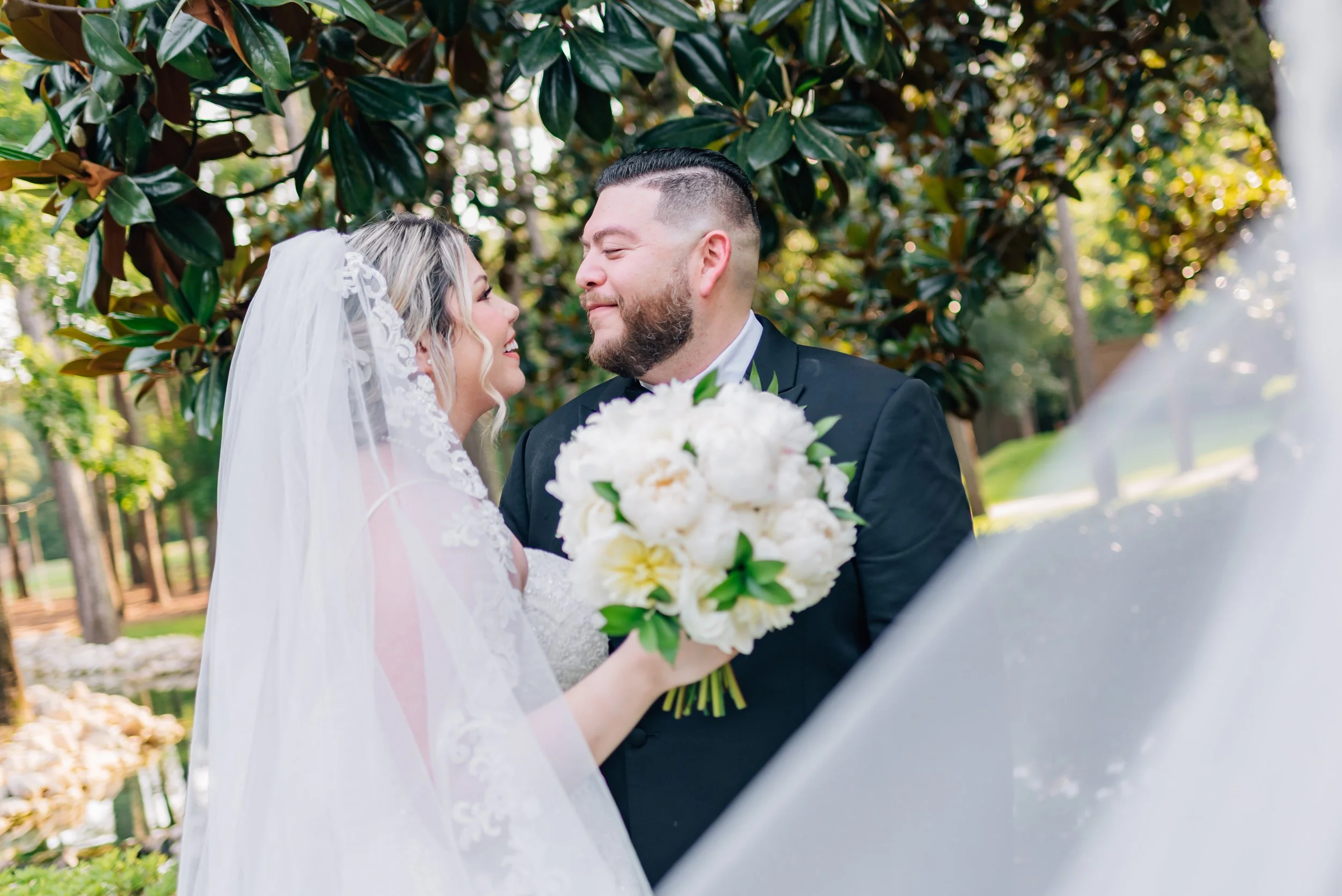 Mild spring outdoor wedding in Texas with fresh seasonal florals