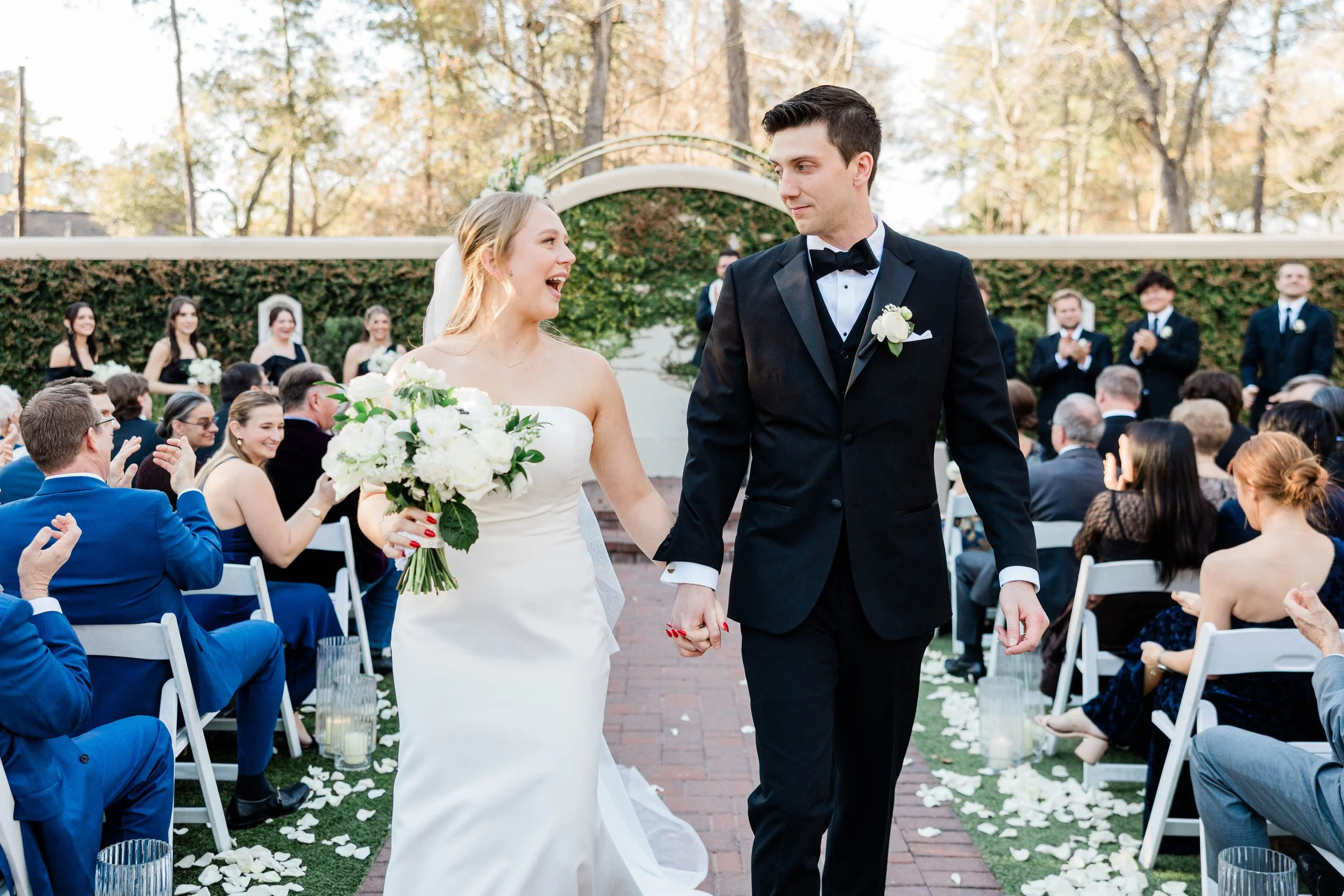 Golden hour fall wedding ceremony in Texas planned by Blush Your Heart Weddings