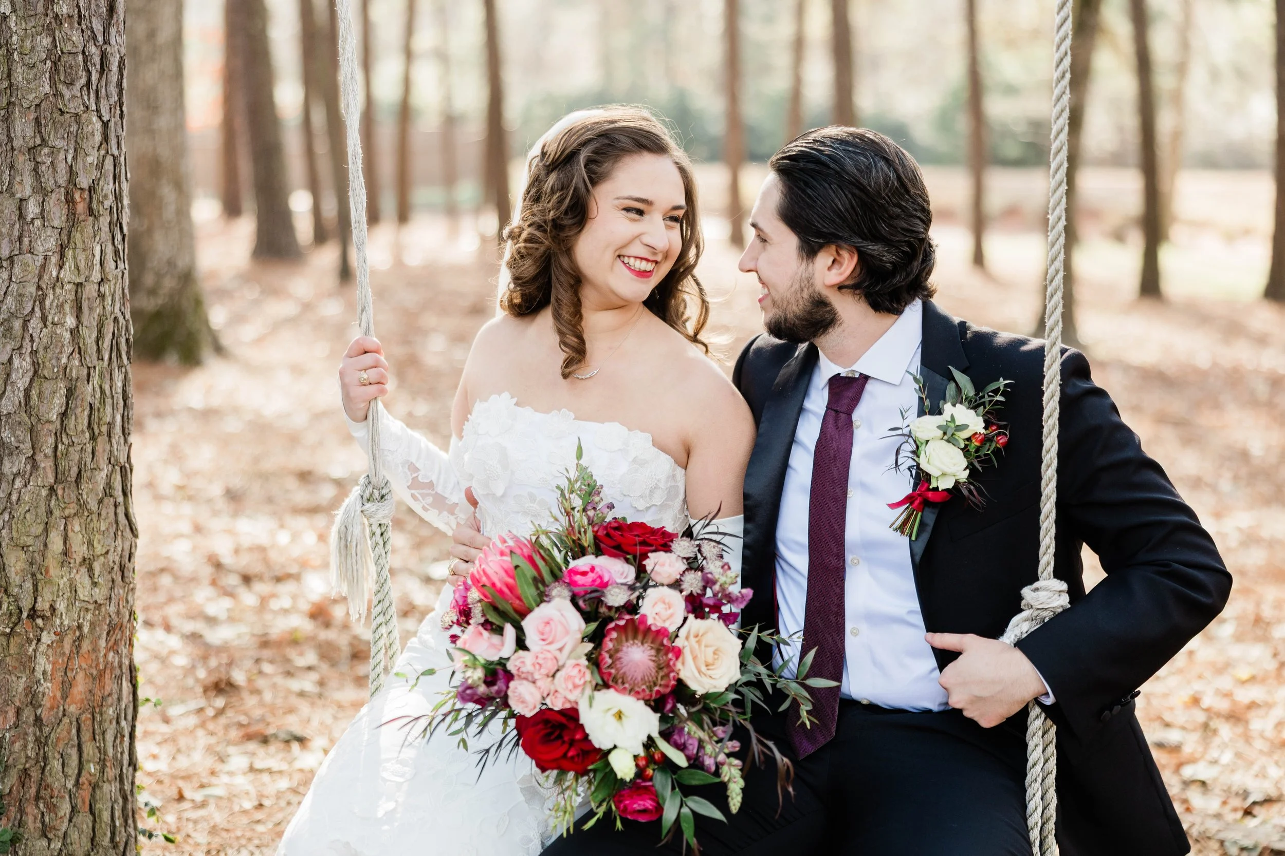Couple at a January wedding ceremony during Texas freeze in Houston, Texas