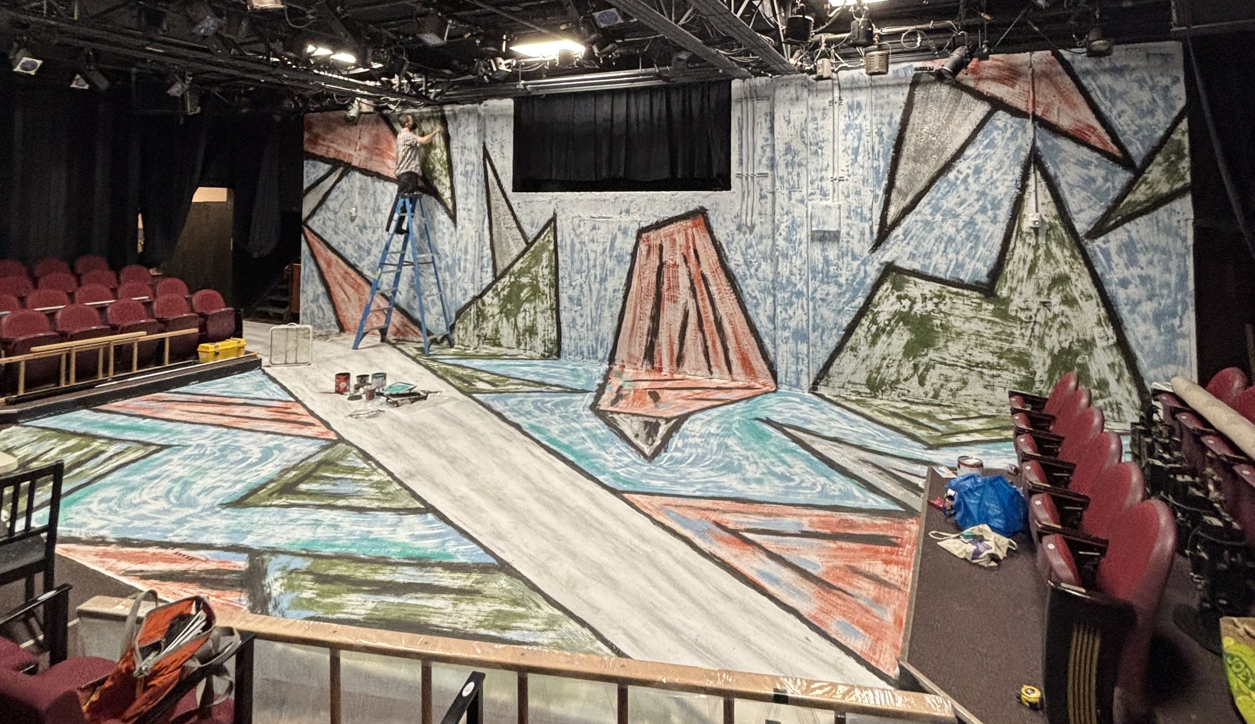 Scenic painting for UMO Ensemble's "Squeeze" at the Seattle Public Theater, March 2025