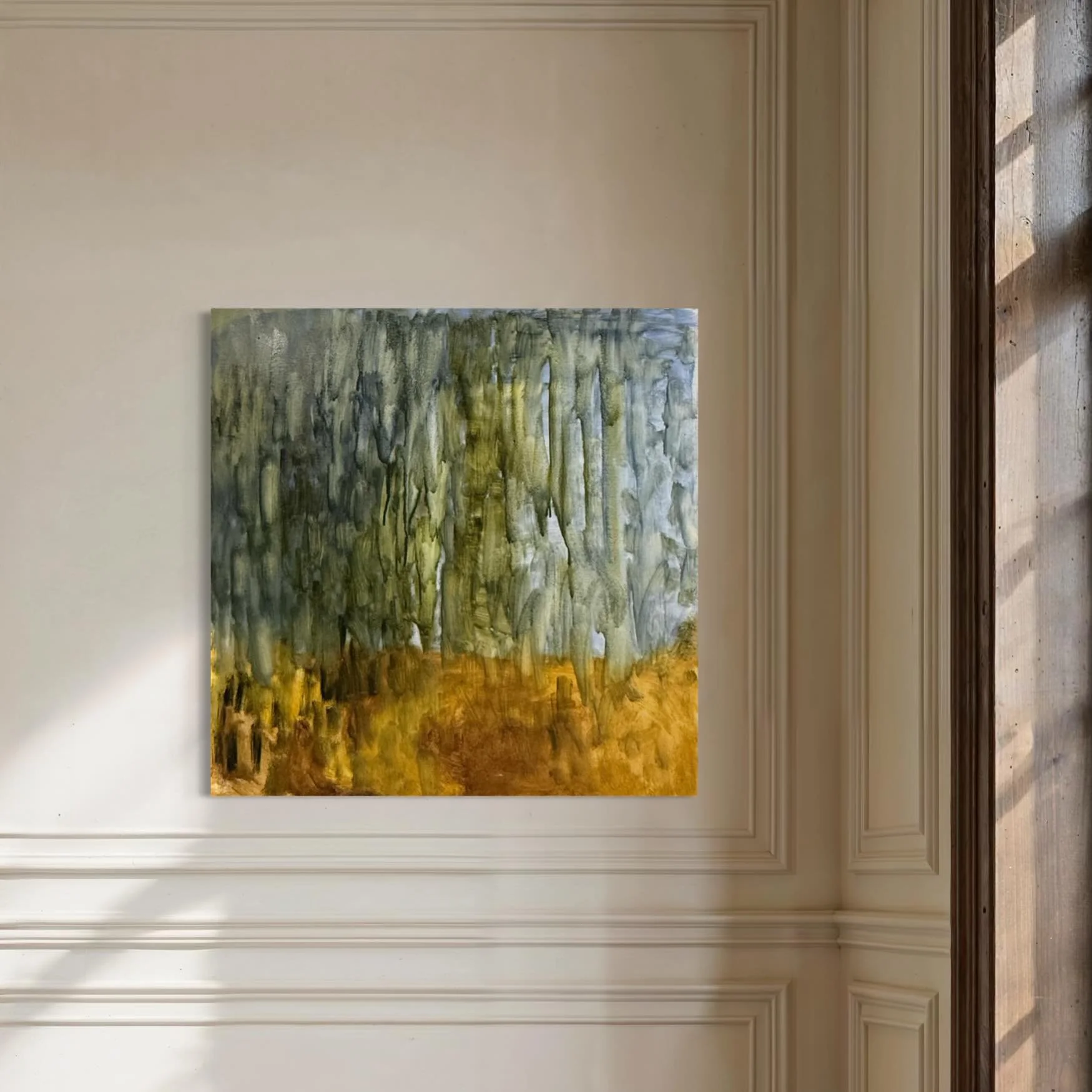 Like rain running down a dusty window, the landscape slowly disappears and reforms again. This work was a vision of countryside from inside my car, a blur of beauty and an expression of imperfection. 

New work, DM for details 

#abstract #artist #au