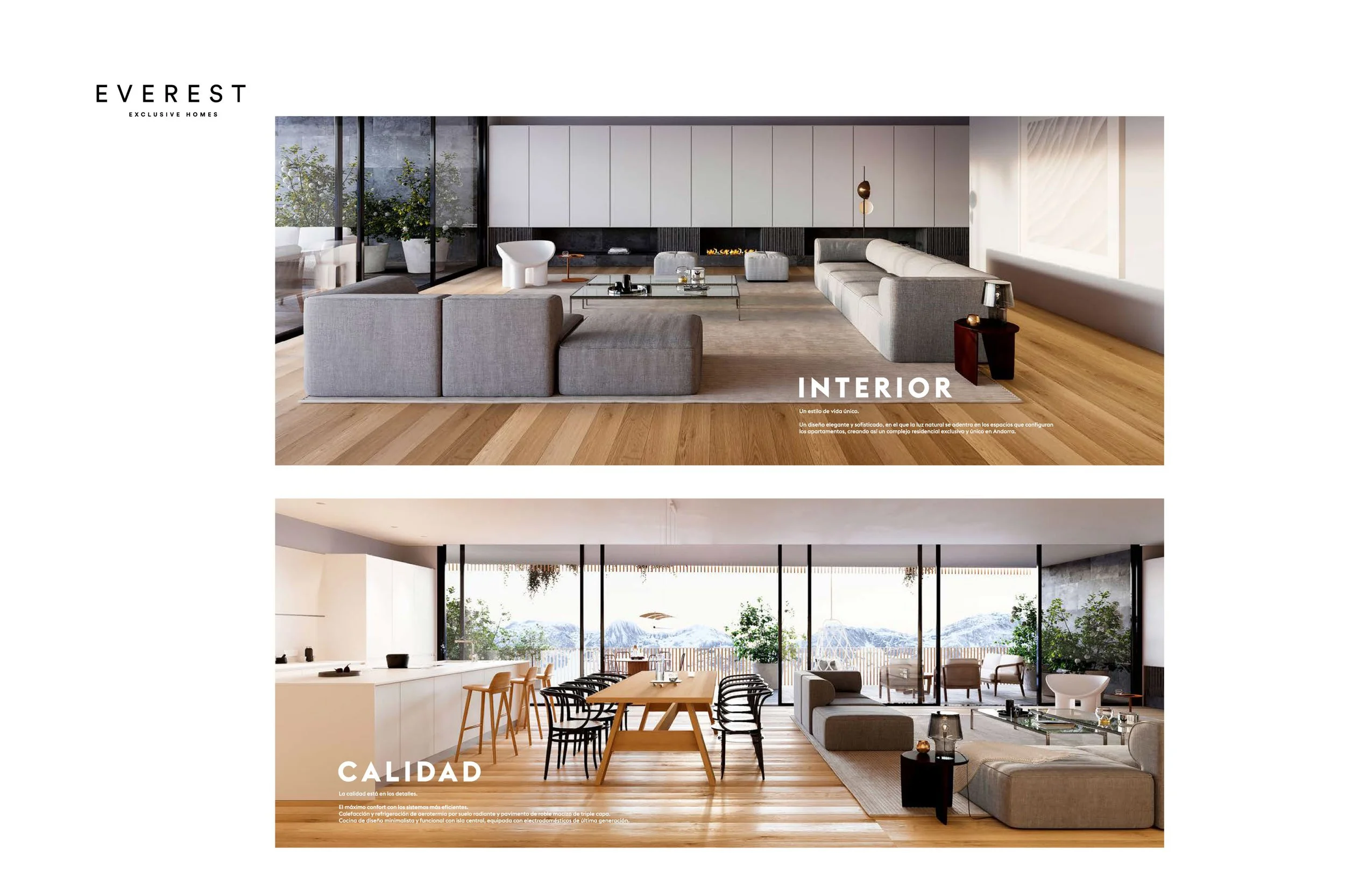 Diseño de catálogo físico y digital para Everest, reflejando lujo, estilo moderno y exclusividad.