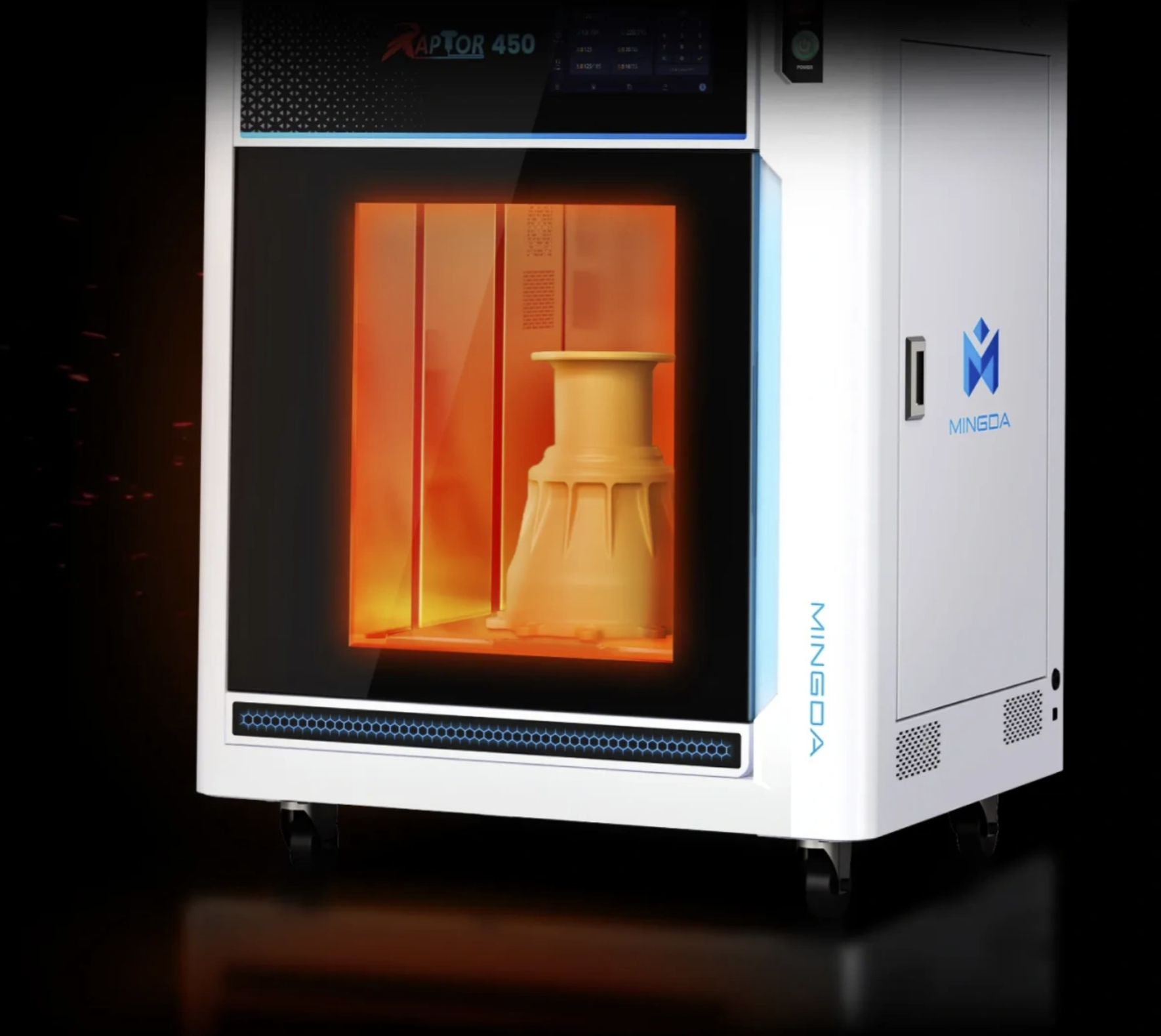 Industrial 3D Printer Mingda Raptor 450 with PEEK part inside