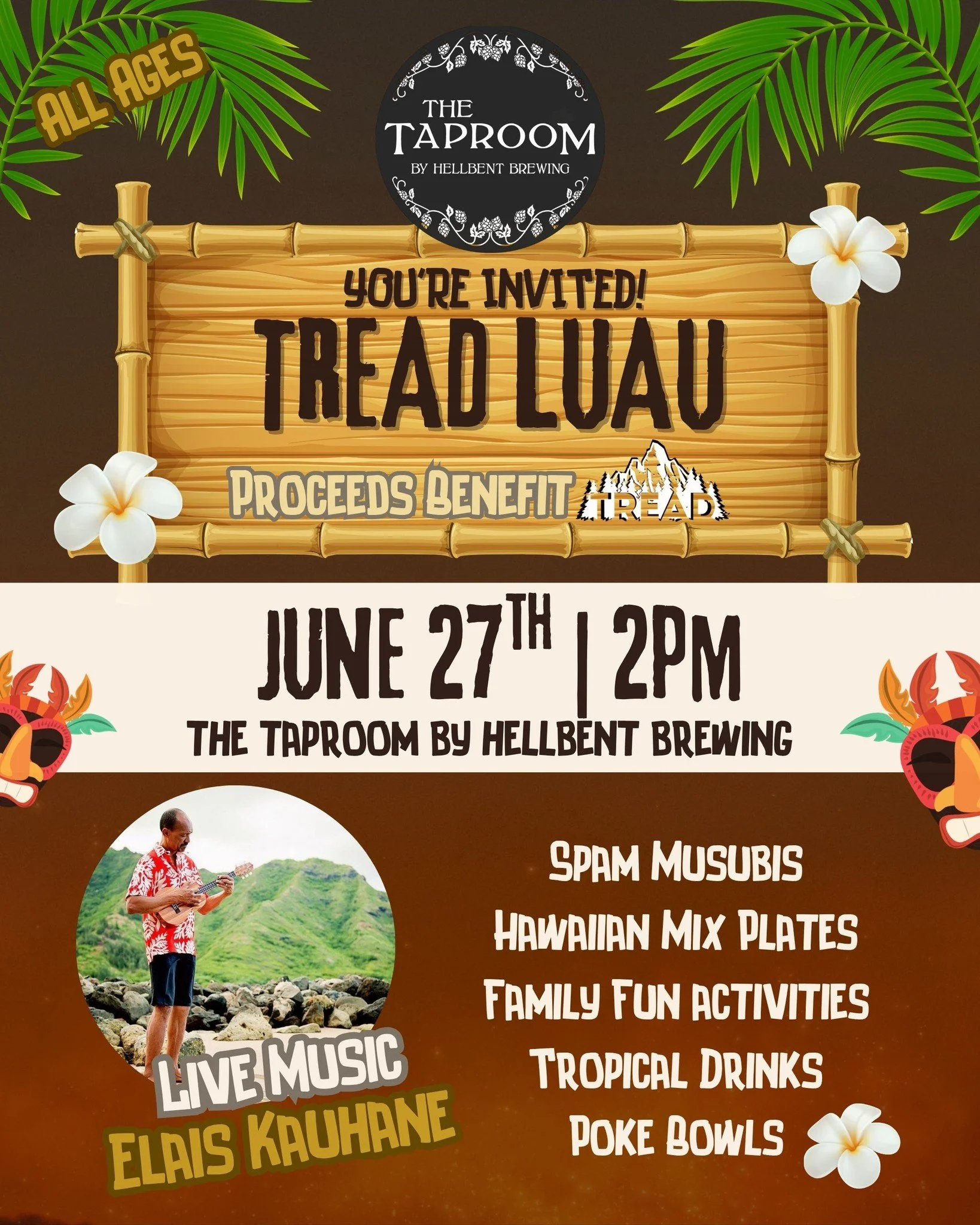 The TREAD Luau is back! 🌺🍺 
Join us Saturday June 27th for our fun and community-driven tradition that celebrates outdoor recreation, stewardship, and local partnerships, sponsored by Hellbent Brewing and hosted at The Taproom by Hellbent Brewing. 