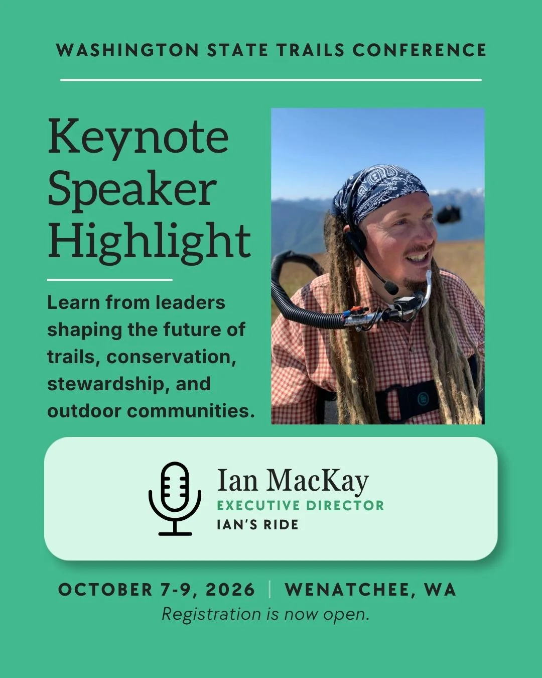 This Thursday: Ian MacKay joins us as keynote speaker. His work through @ians_ride has helped push outdoor accessibility forward for people with mobility impairments.

It's an honor to host Ian this year. Visit www.iansride.com to learn more about hi
