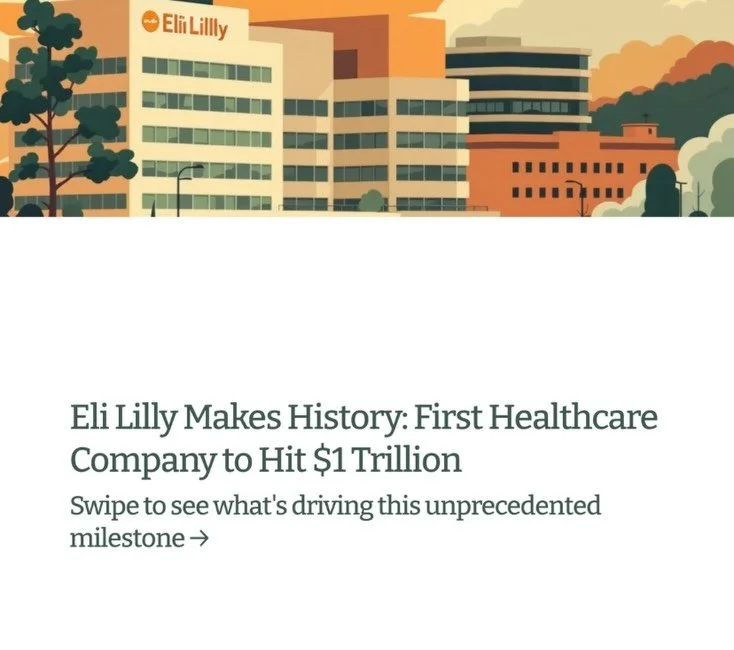 Milestone in the Markets: Eli Lilly just smashed a major ceiling, the legacy pharma giant became the first-ever healthcare company to hit a $1 trillion market cap, driven by explosive demand for its GLP-1 medicines, Mounjaro and Zepbound, for diabete