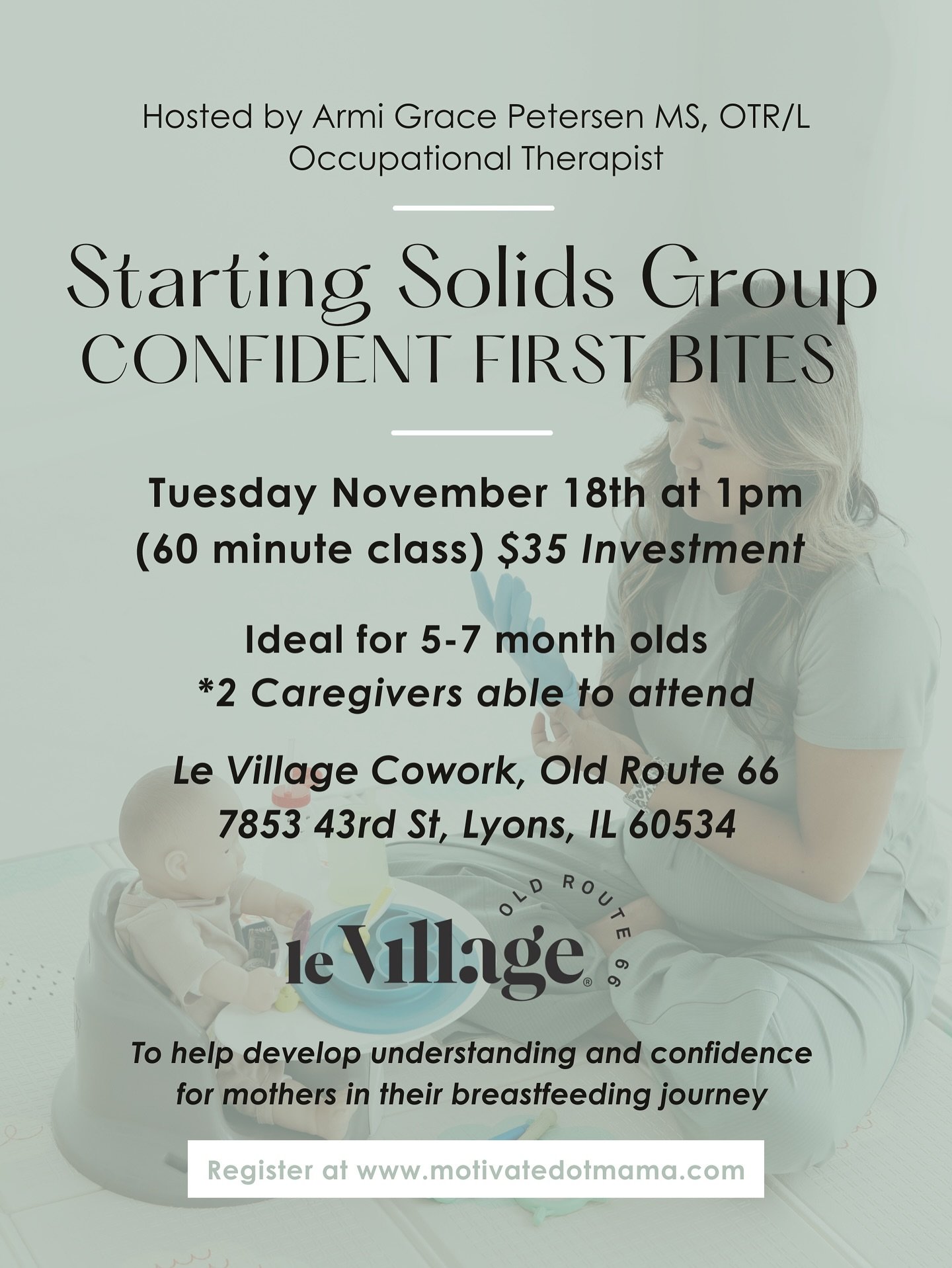 🍽️Are you getting ready to start solids with your 5-7 month old but not quite sure where to begin? 

You&rsquo;re not alone! 

This 60-minute, hands-on class is all about helping you feel confident, prepared, and supported as you start this exciting