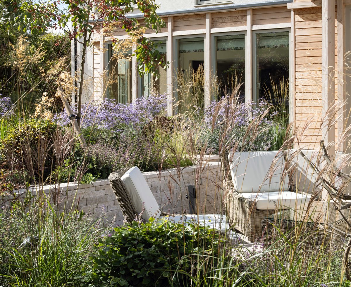 Garden outside a modern house