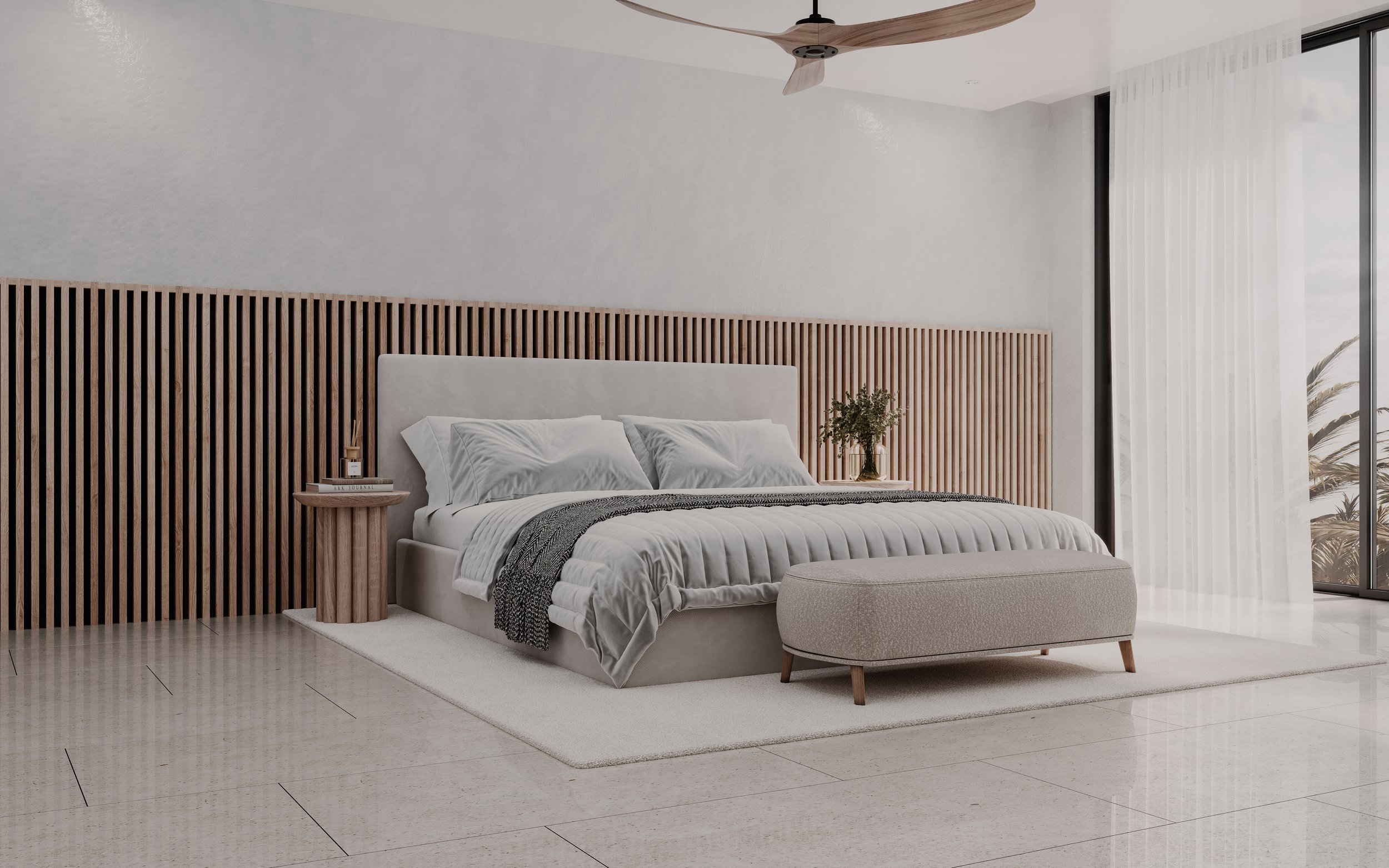  Wood Panel Bedroom 
3D Interior Visualization - Architectural Rendering 
Tools: 3ds Max | Corona Render | Photoshop 