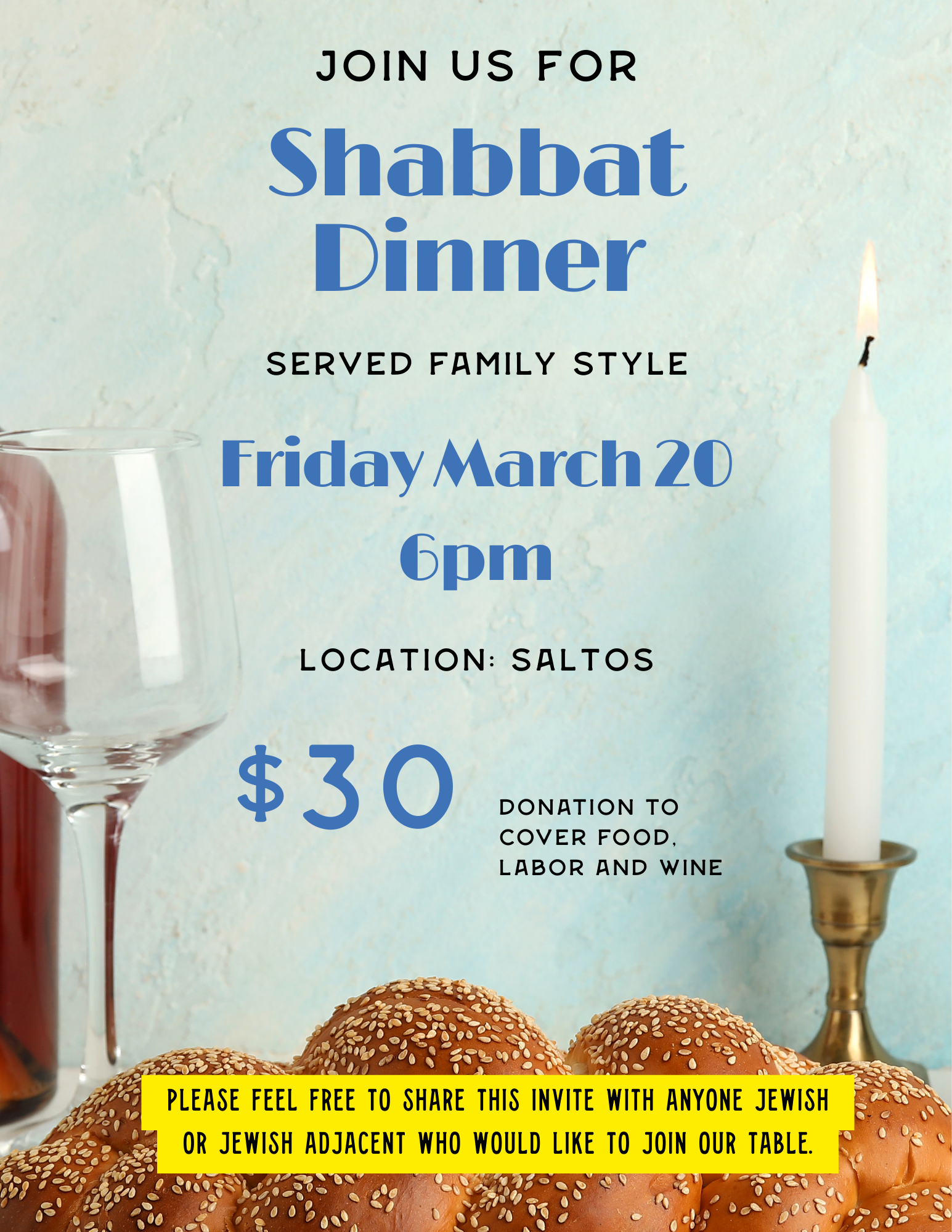 Shabbat Dinner at Saltos