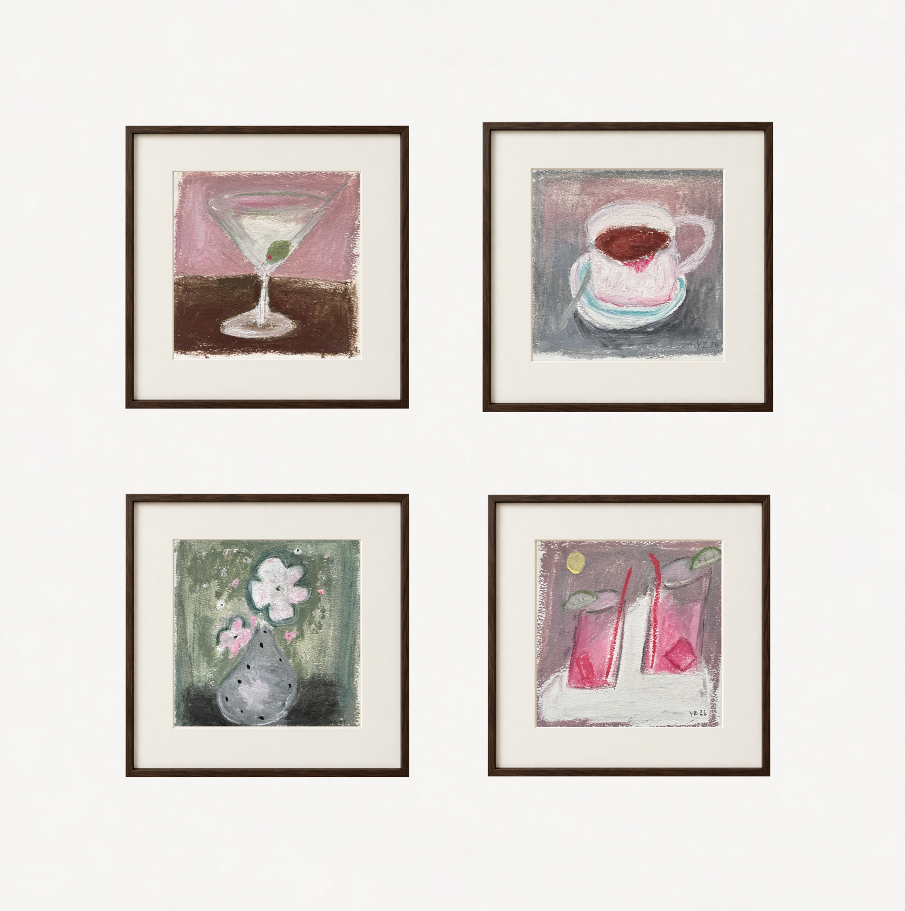 Yulia Oil Pastel - All four framed .png (copia)