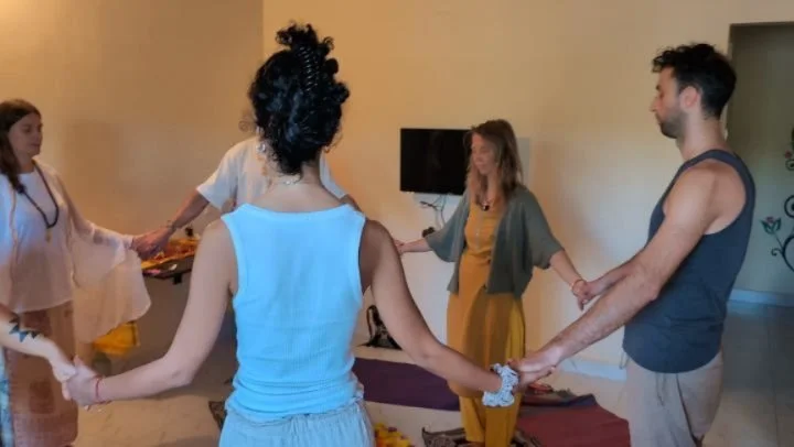 Building a yantra is an act of deep kinship&mdash;with the elements, the unseen cosmic forces that shape our lives, and the group gathered in practice. Before laying the first grains of rice, we sanctified the space, honoring the ten directions, ackn
