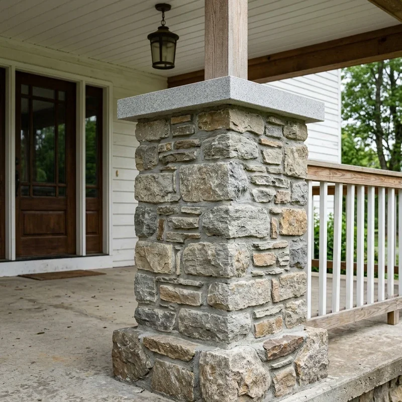 Front Porch Stone Pillar Ideas