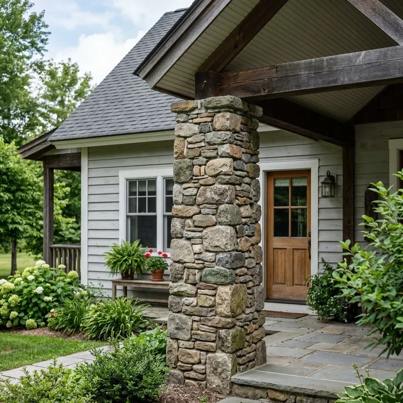 Front Porch Stone Pillar Ideas