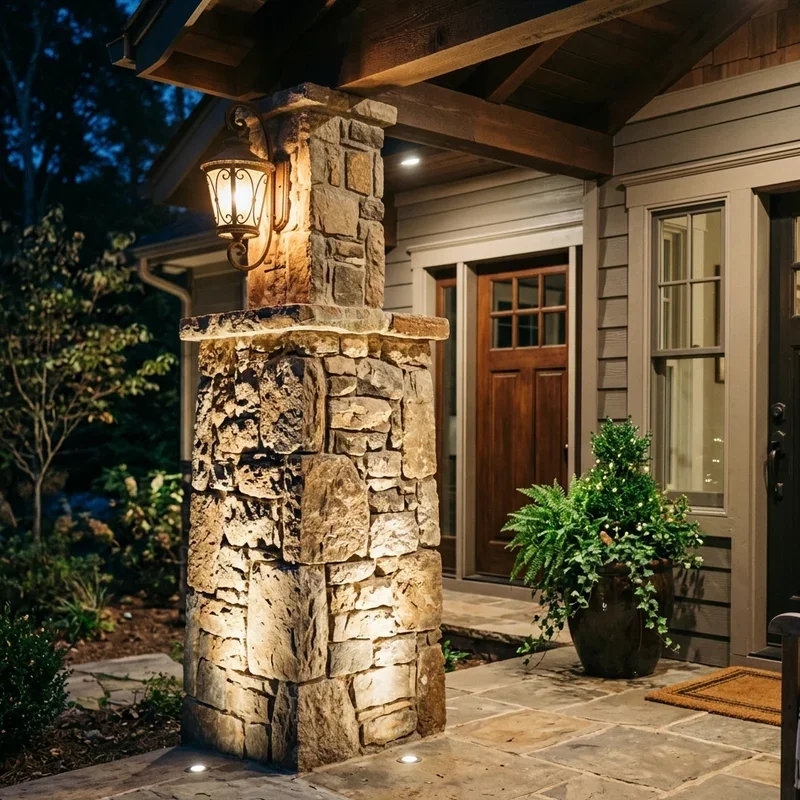 Front Porch Stone Pillar Ideas