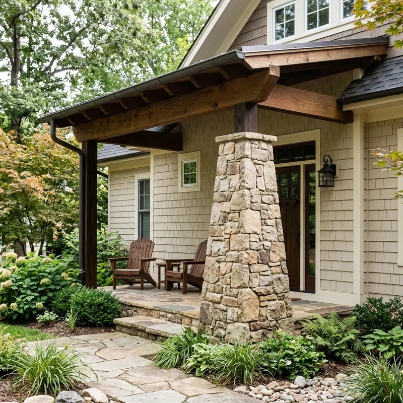 Front Porch Stone Pillar Ideas