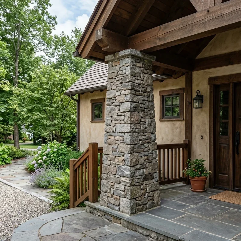 Front Porch Stone Pillar Ideas